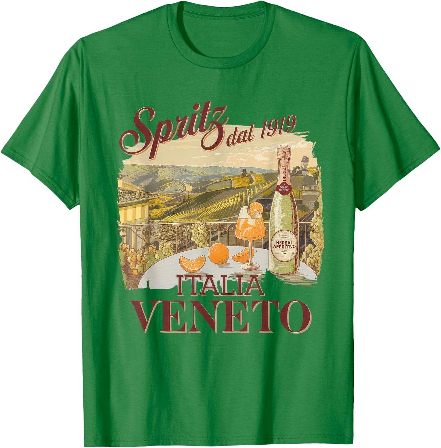 Spritz Veneto Italia Vintage Orange Wine Cocktail T-Shirt - T-Shirt | Irish Green