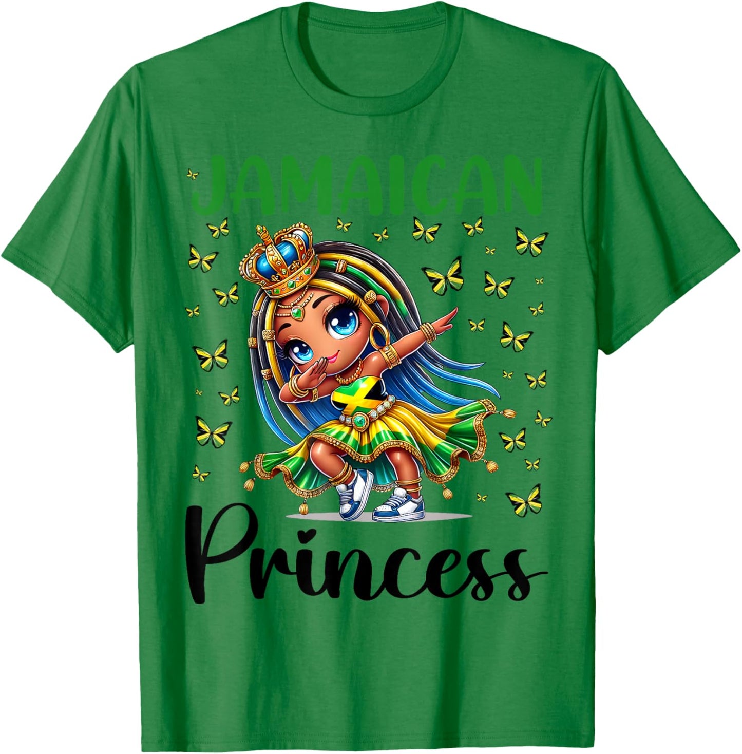 Jamaican Princess Dabbing for Girls & Kids T-Shirt - T-Shirt | Irish Green