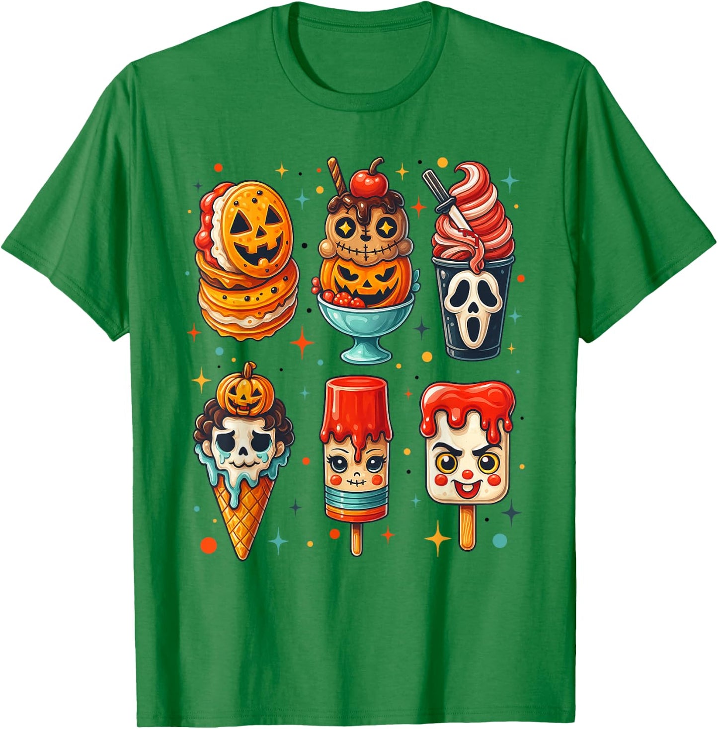 Horror Movie Summer Popsicle Halloween Ice Cream Summerween T-Shirt - T-Shirt | Irish Green