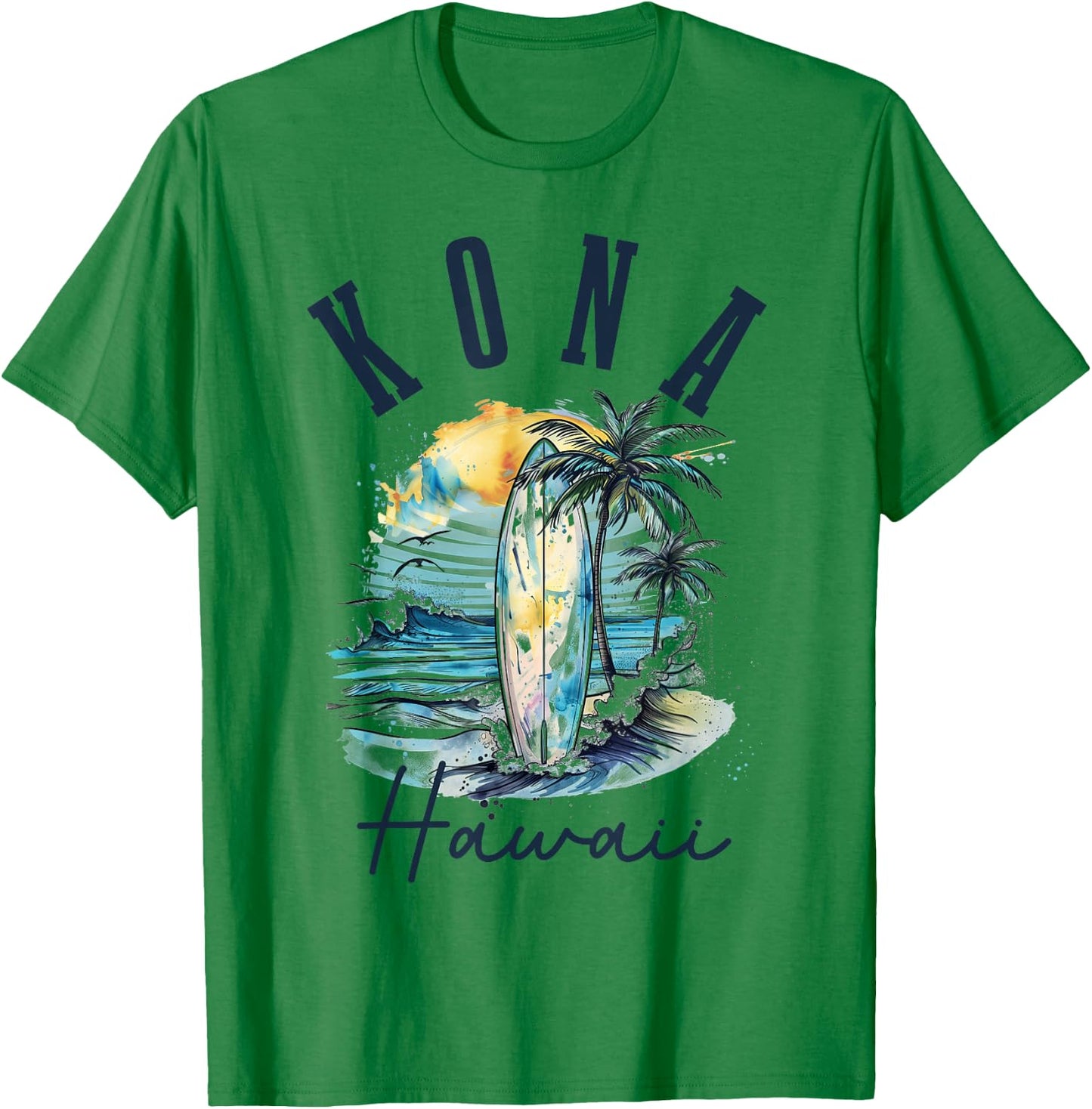 Kona Hawaii Hawaiian Surf Vintage Surfer Surfer T-Shirt - T-Shirt | Irish Green