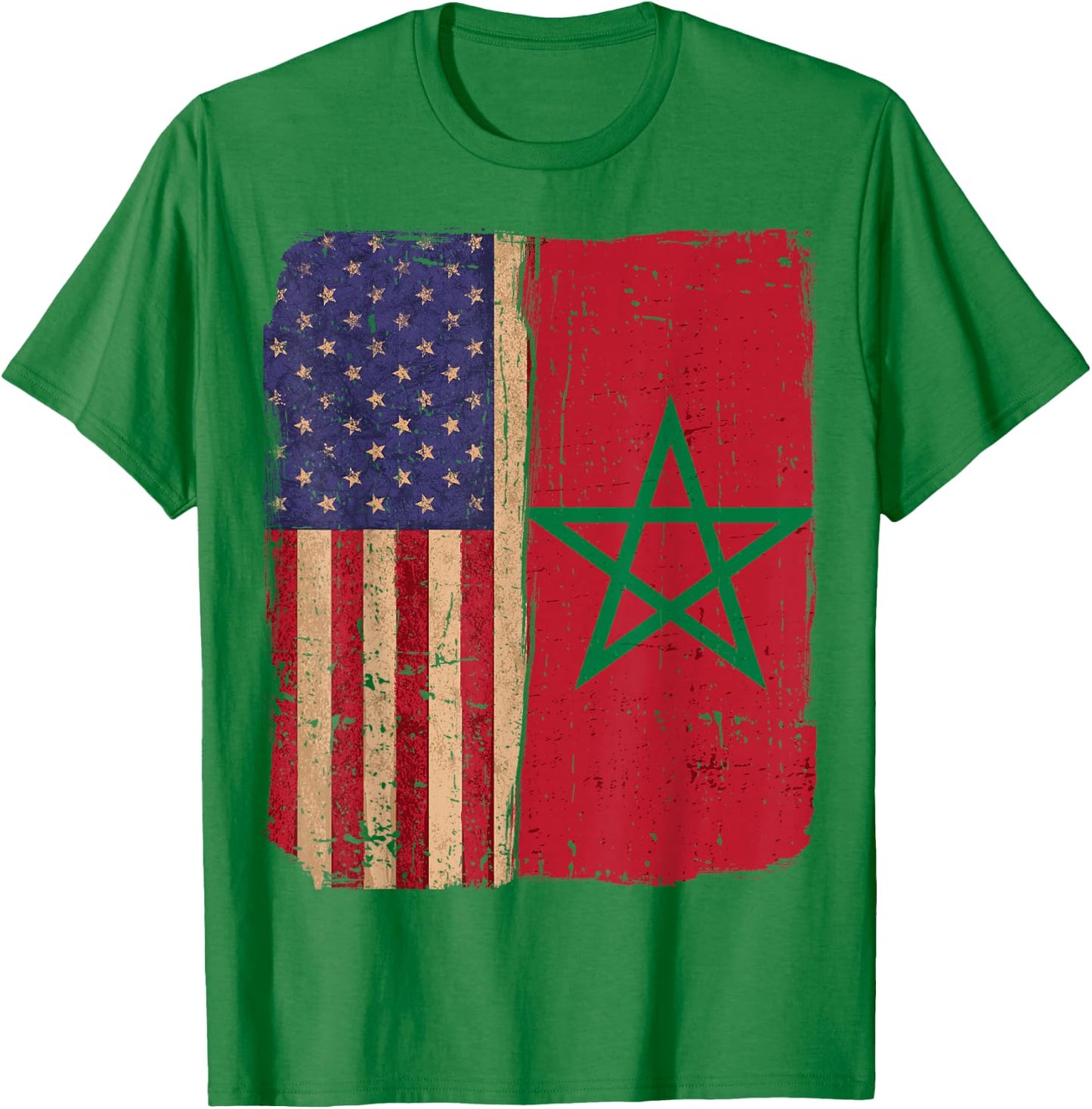 Morocco and America USA Flag Roots Half Moroccan American T-Shirt - T-Shirt | Irish Green