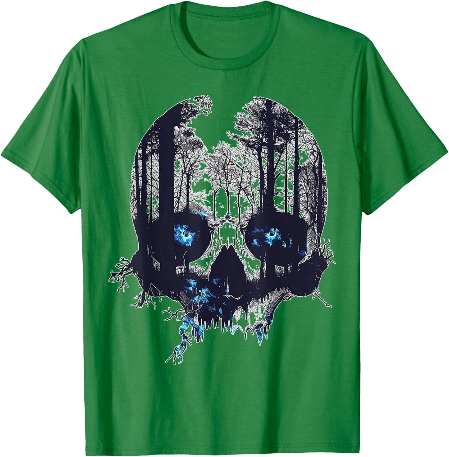 Skull Costume Halloween Spooky Blue Eyes Art Skull T-Shirt - T-Shirt | Irish Green