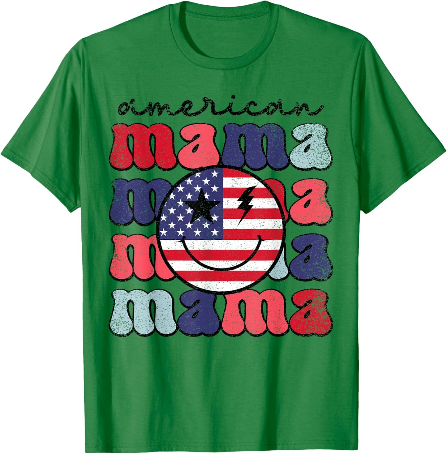 American Mama Retro USA Flag Patriotic Cute 4th Of July Men T-Shirt - T-Shirt | Irish Green