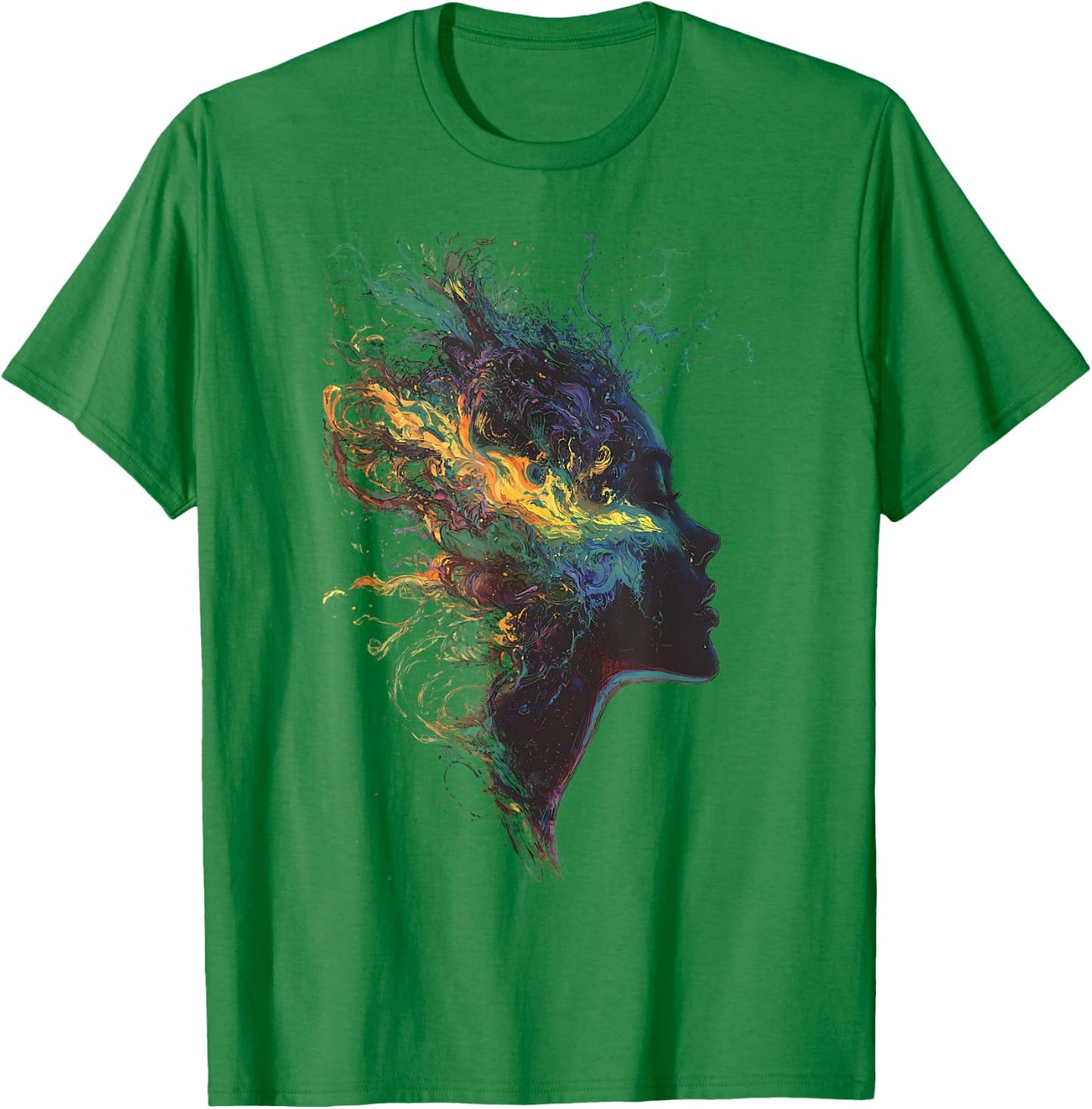 Graphic Design Artistic Colorful Abstract Woman Face Design T-Shirt - T-Shirt | Irish Green