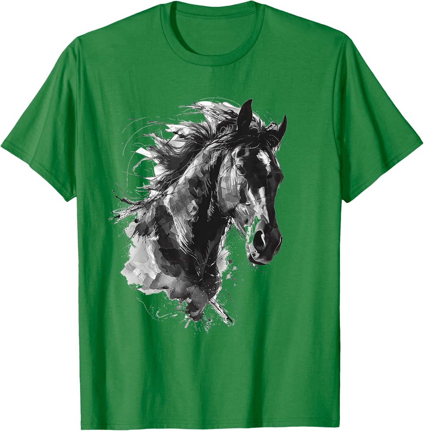 Horse Animal Print Zoo Abstract Illustration Drawing Horse T-Shirt - T-Shirt | Irish Green