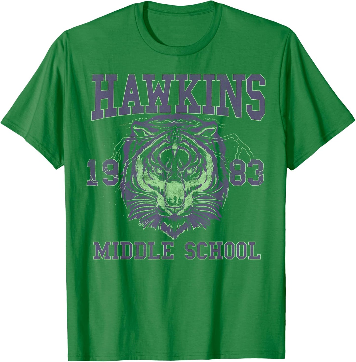Netflix Stranger Things Hawkins Middle School 1983 Tiger T-Shirt - T-Shirt | Irish Green
