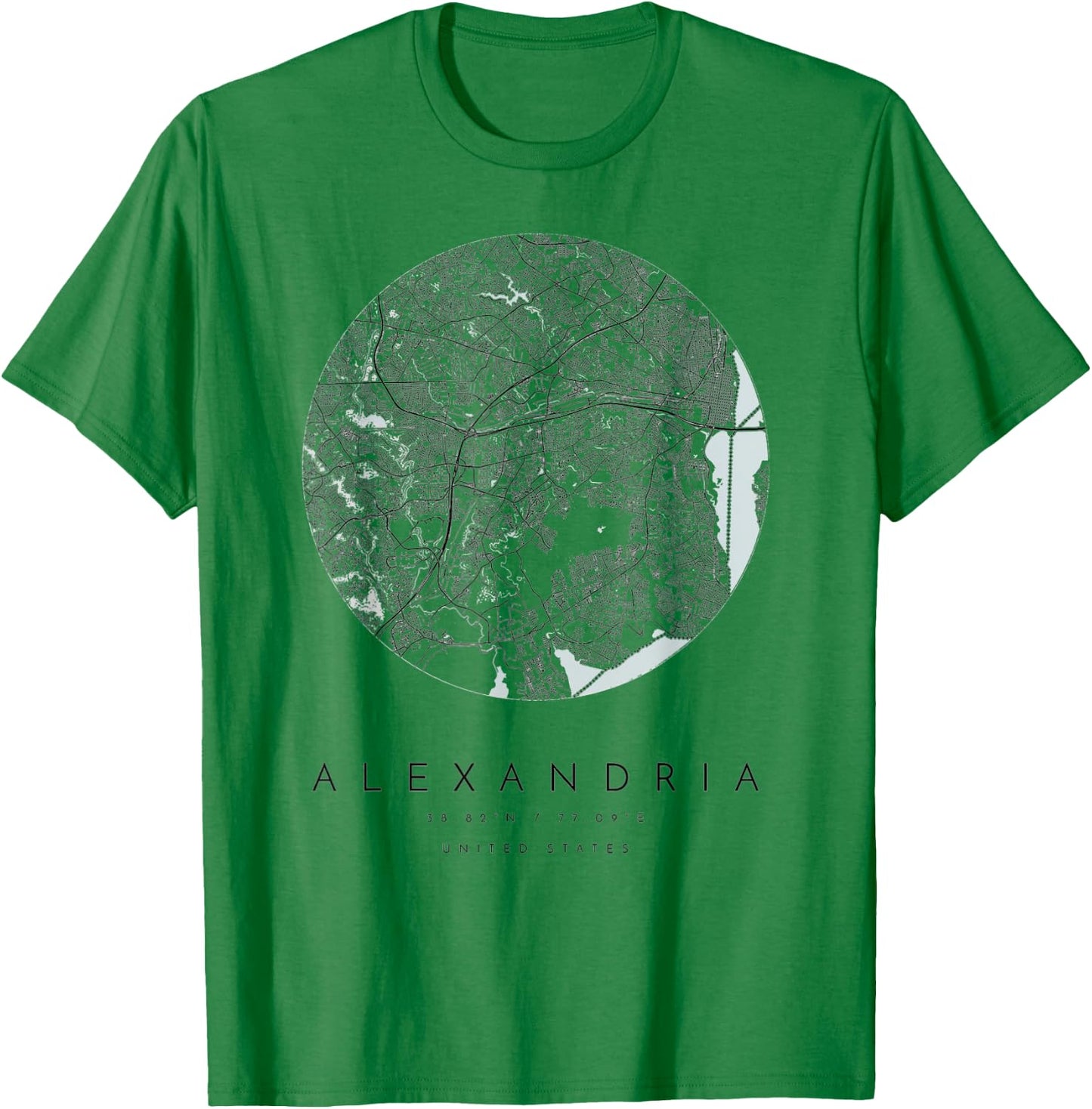 Alexandria Virginia VA Coordinates map hometown T-Shirt - T-Shirt | Irish Green