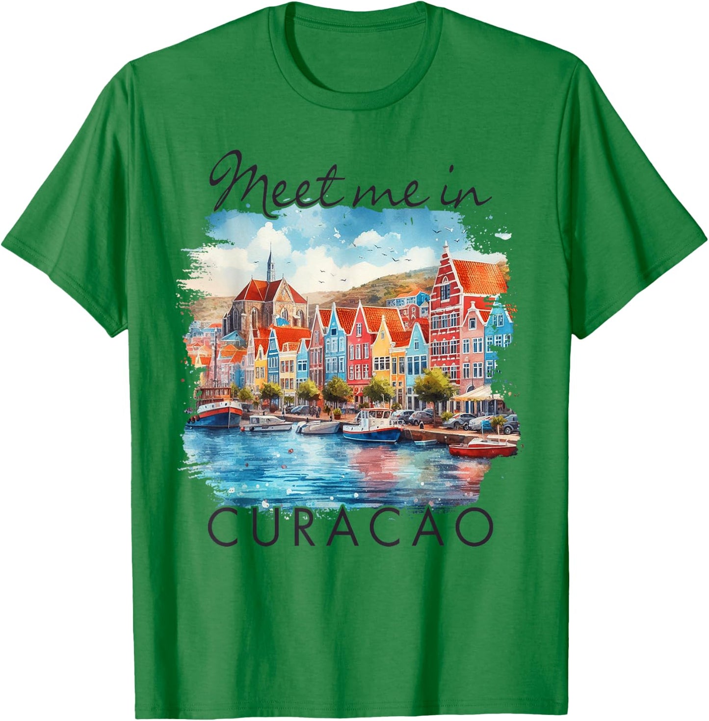 Curacao Caribbean Islands Travel Trip Meet Me in Curacao T-Shirt - T-Shirt | Irish Green