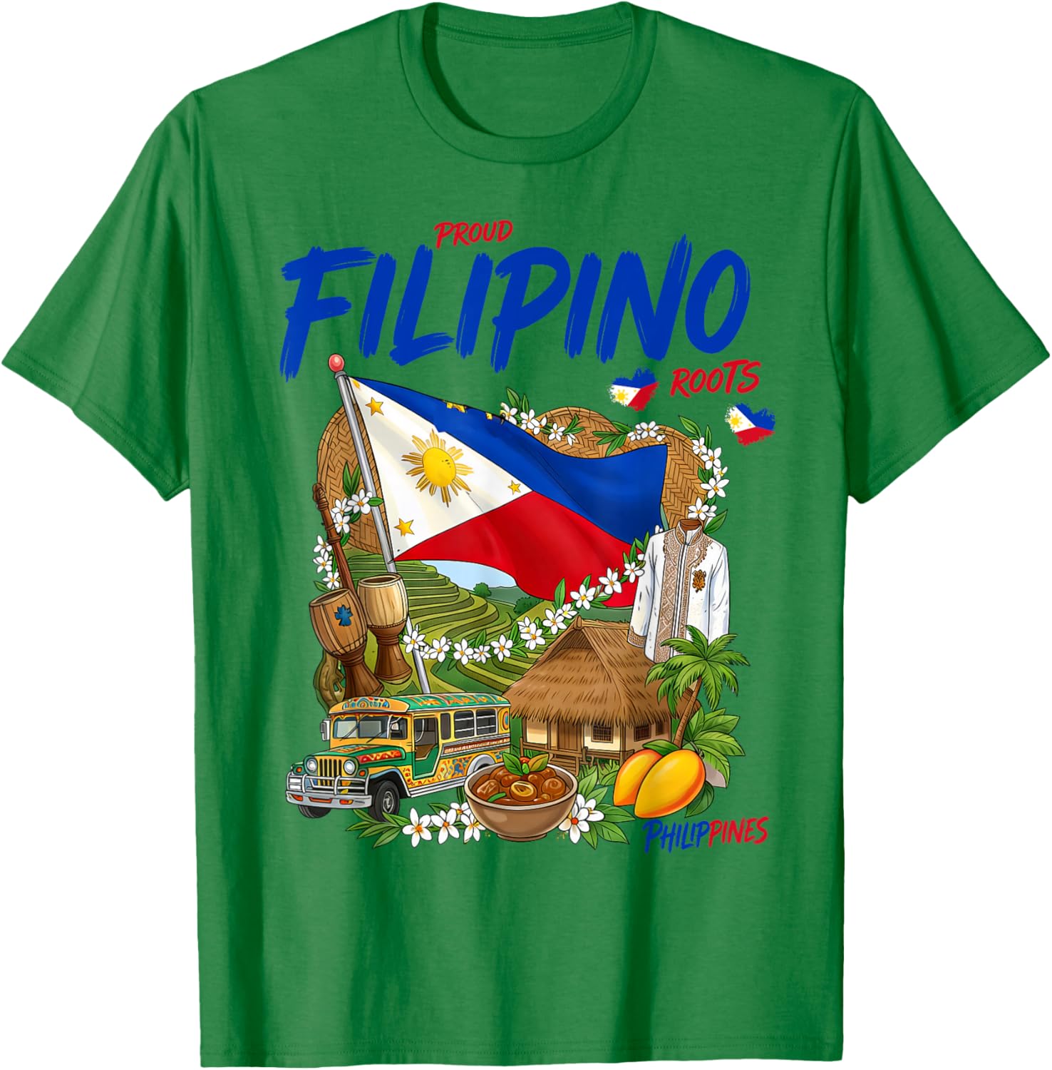 Filipino Roots Idea Filipiniana Philippines Themed T-Shirt - T-Shirt | Irish Green