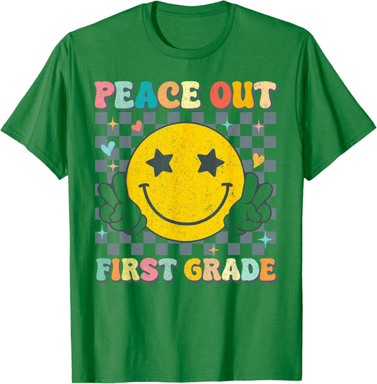Peace Out 1st Grade Graduation Last Day School First Grade T-Shirt - T-Shirt | Irish Green