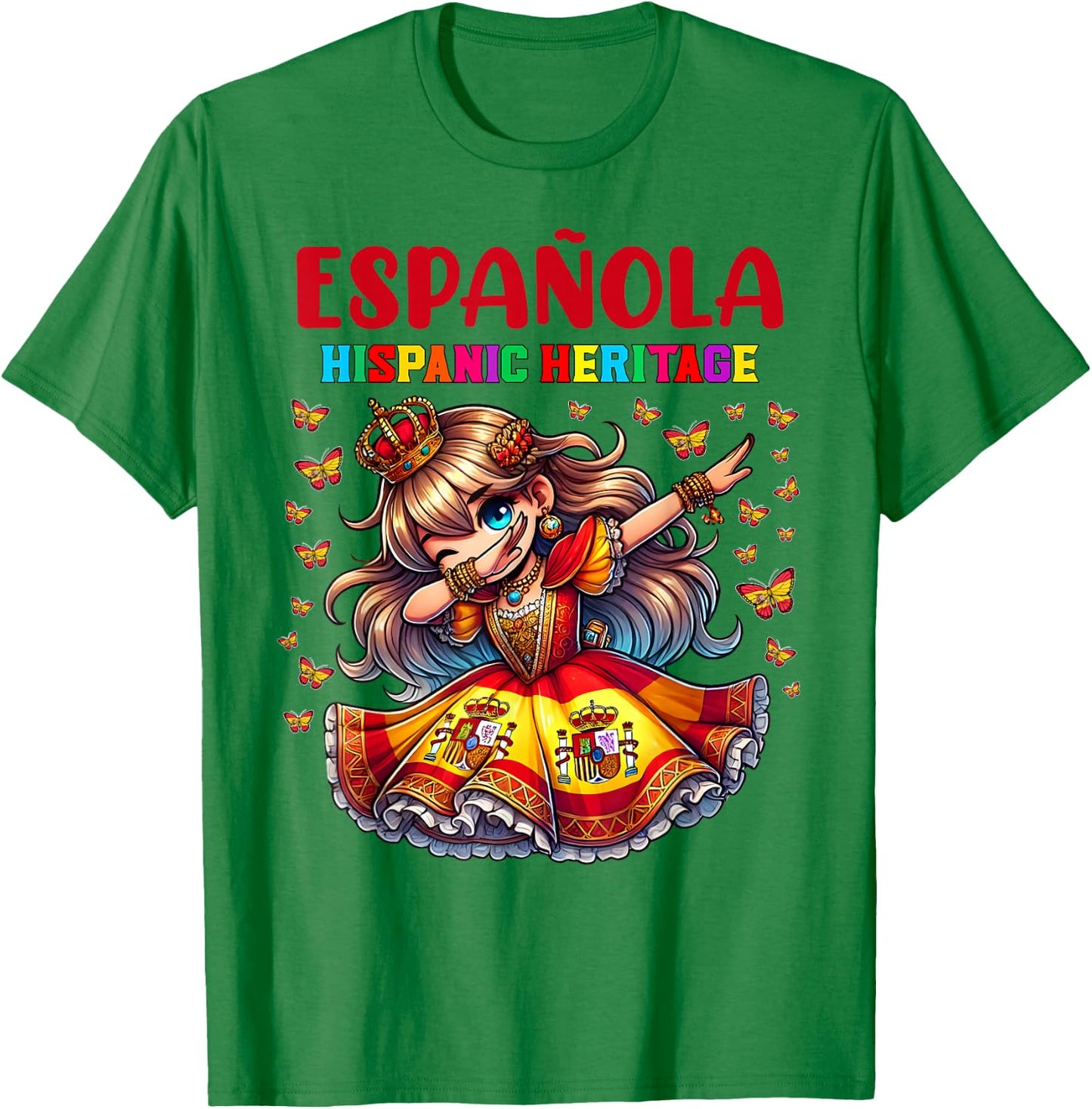 Spain Hispanic Heritage Month Celebration girls kids T-Shirt - T-Shirt | Irish Green