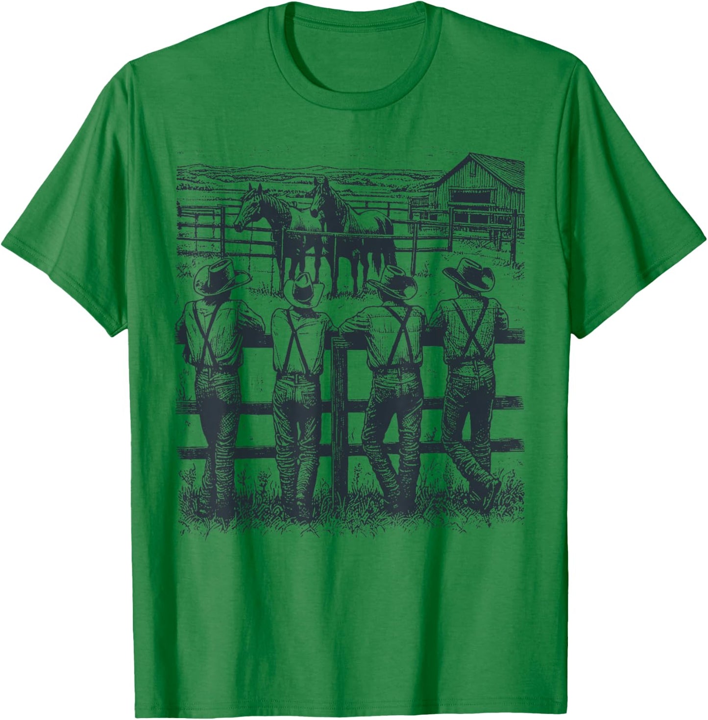 Western Country Rodeo Southern Vintage Cowboy Men Women Kid T-Shirt - T-Shirt | Irish Green