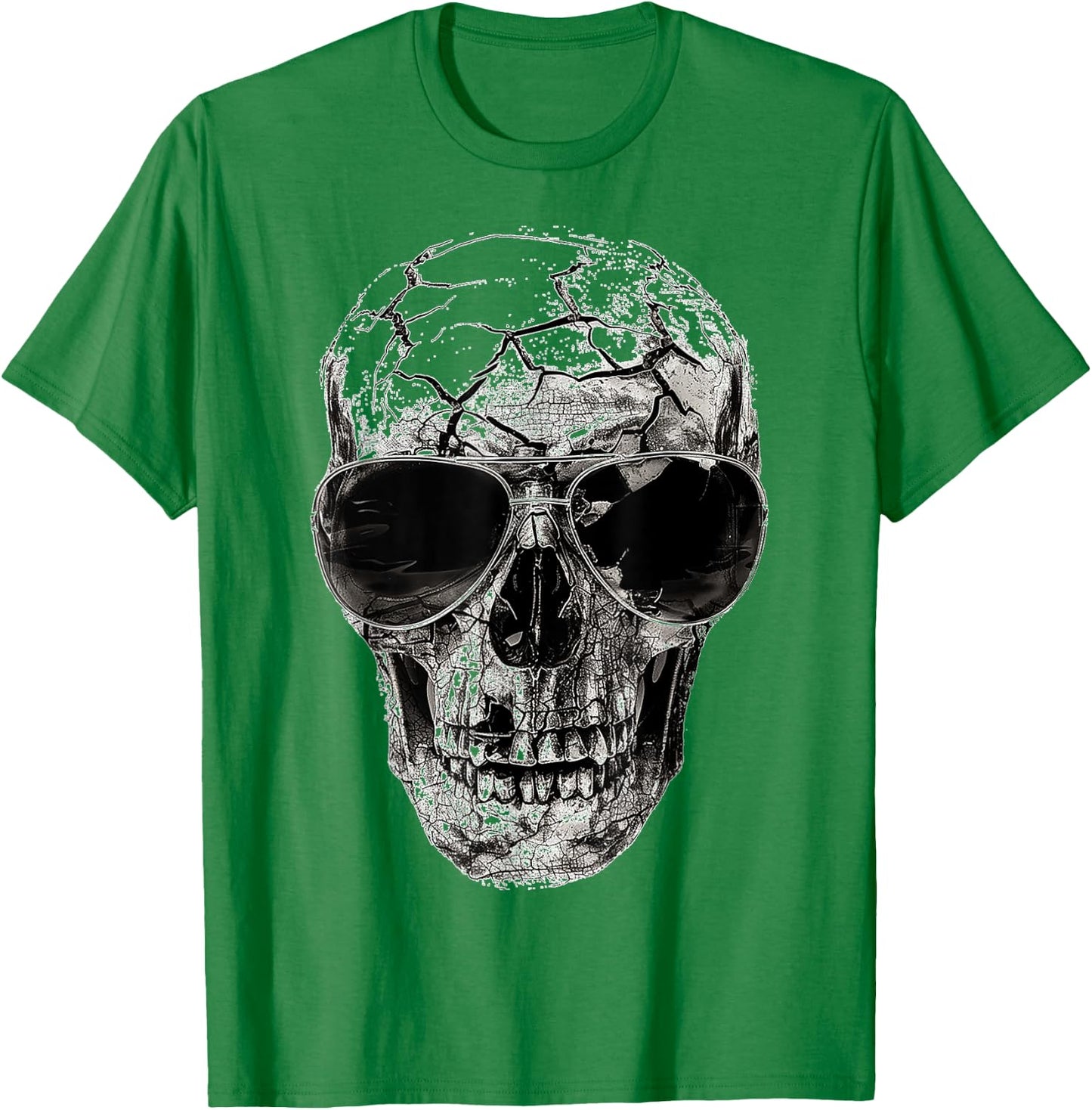 Skull Costume Halloween Spooky Sunglasses Art Skull T-Shirt - T-Shirt | Irish Green