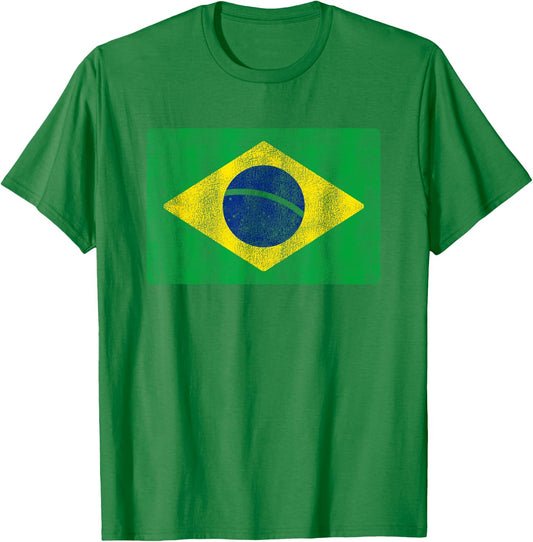 Brazilian Flag of Brazil Retro BR Souvenir Men Women Kids T-Shirt - T-Shirt | Irish Green