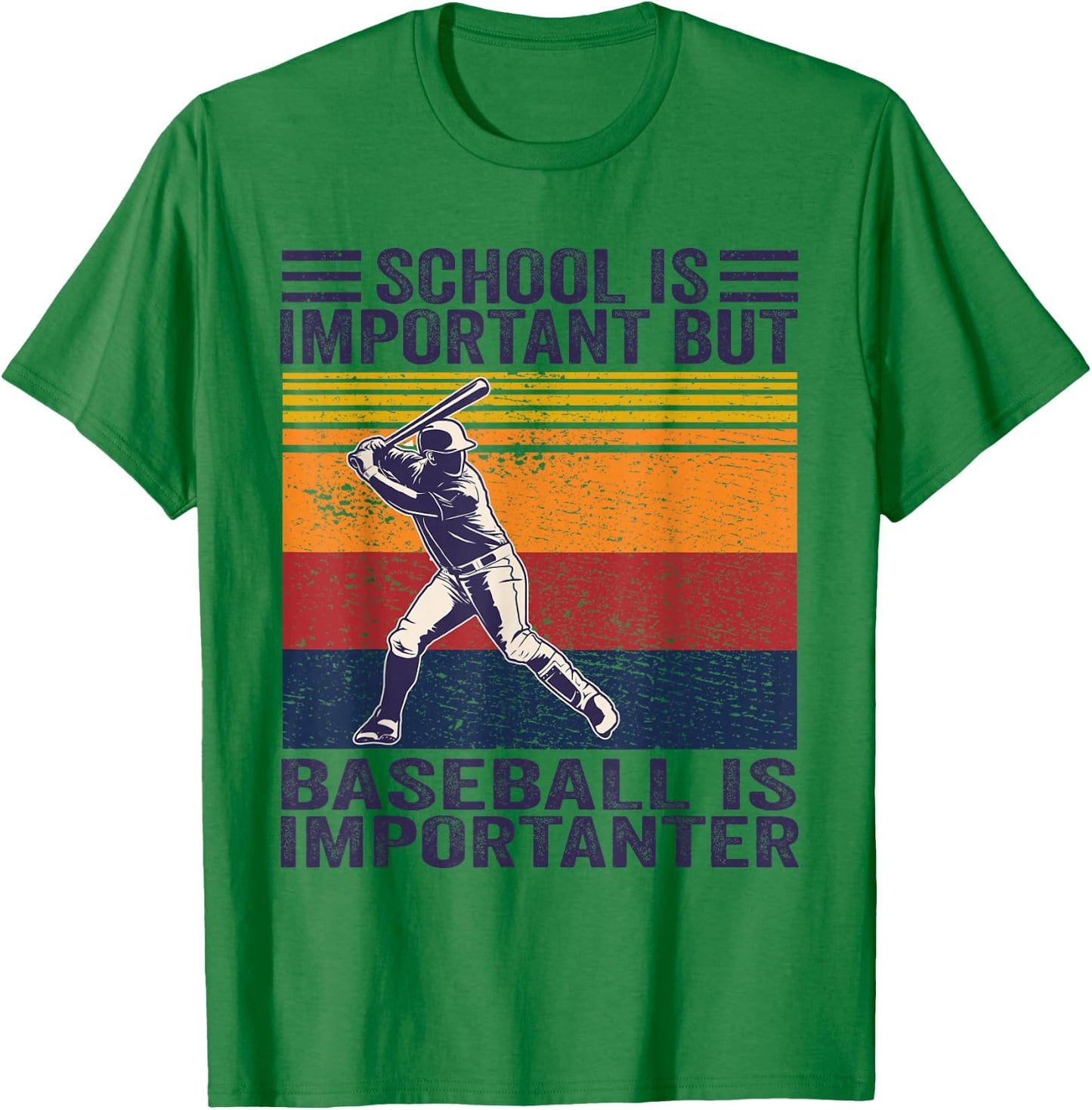 School Is Important But Baseball Is Importanter Baseball T-Shirt - T-Shirt | Irish Green