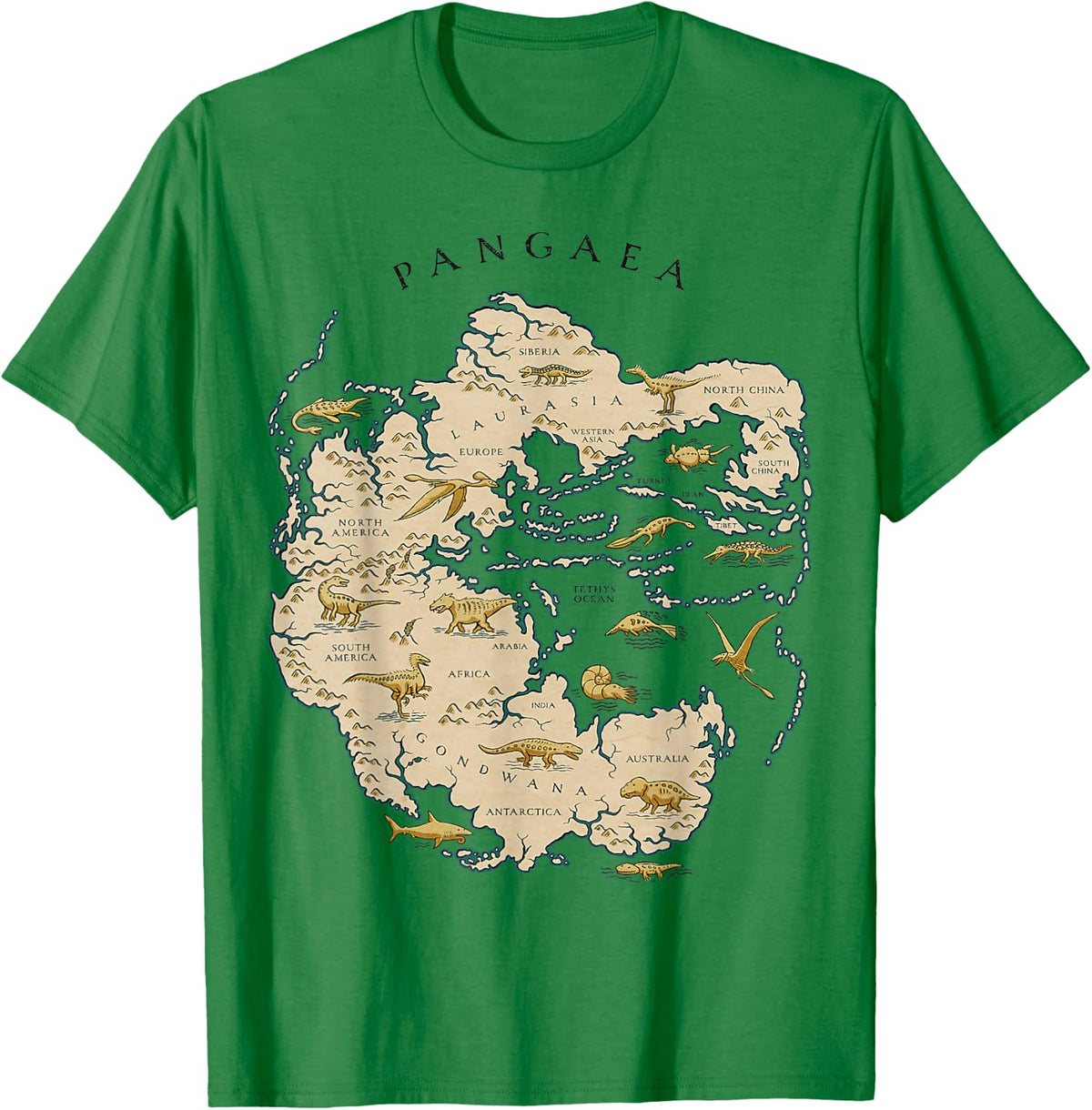 Reunite Pangaea World Map History Geology Earth Geologist T-Shirt - T-Shirt | Irish Green