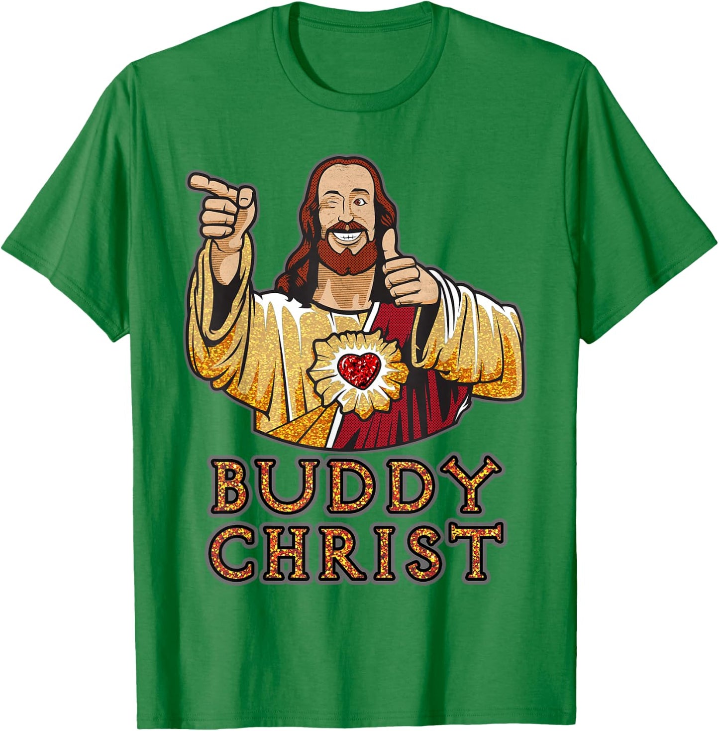 Kevin Smith View Askewniverse Buddy Christ Got Wow Golden T-Shirt - T-Shirt | Irish Green
