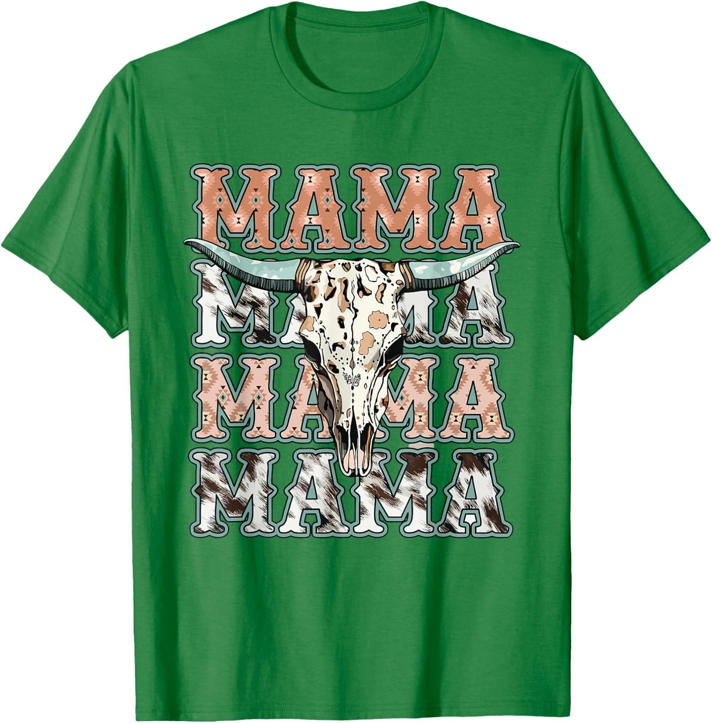 Groovy Mama Western Cow Skull Matching Family Mother's Day T-Shirt - T-Shirt | Irish Green