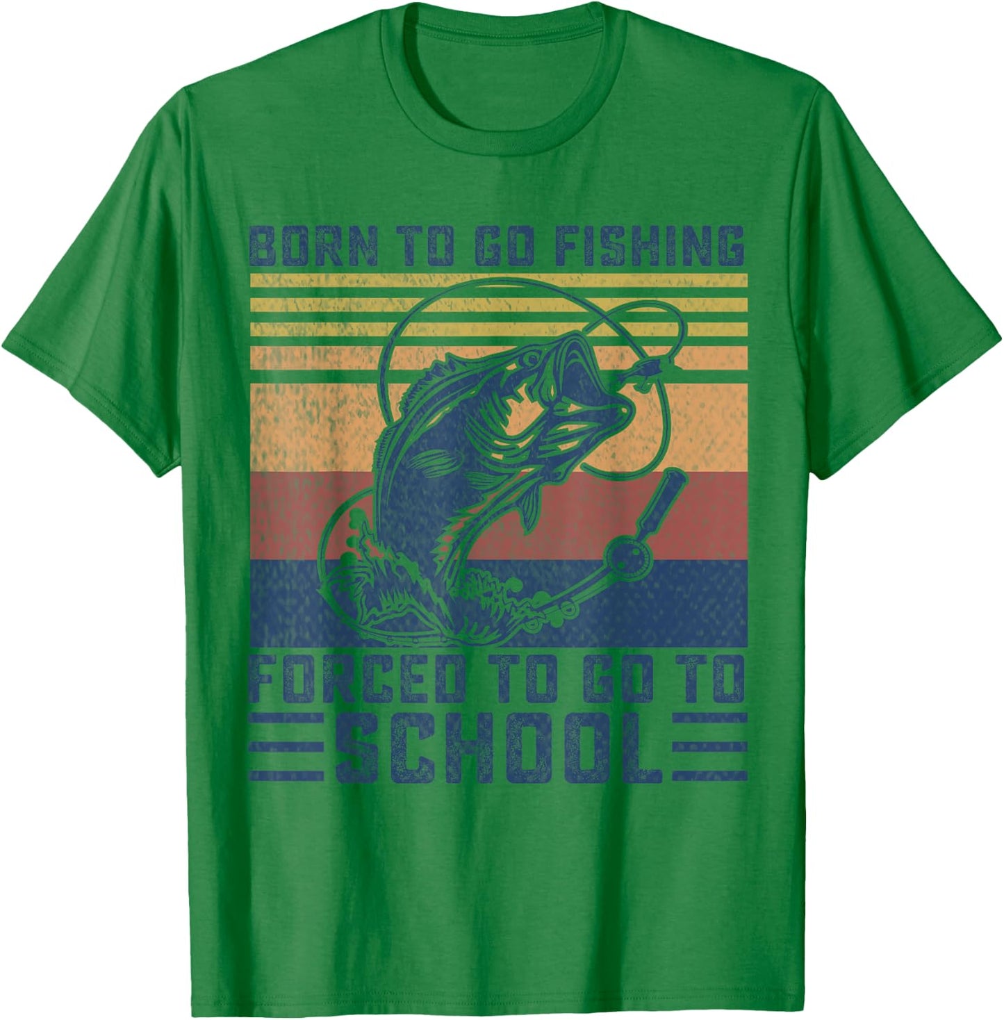 Funny Born to Go Fishing Bass Fish Fisherman Boys Kids Small T-Shirt - T-Shirt | Irish Green
