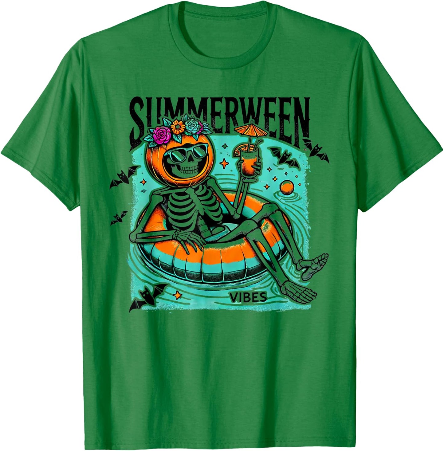 Summerween Vibes - Halloween Summer Fun T-Shirt - T-Shirt | Irish Green