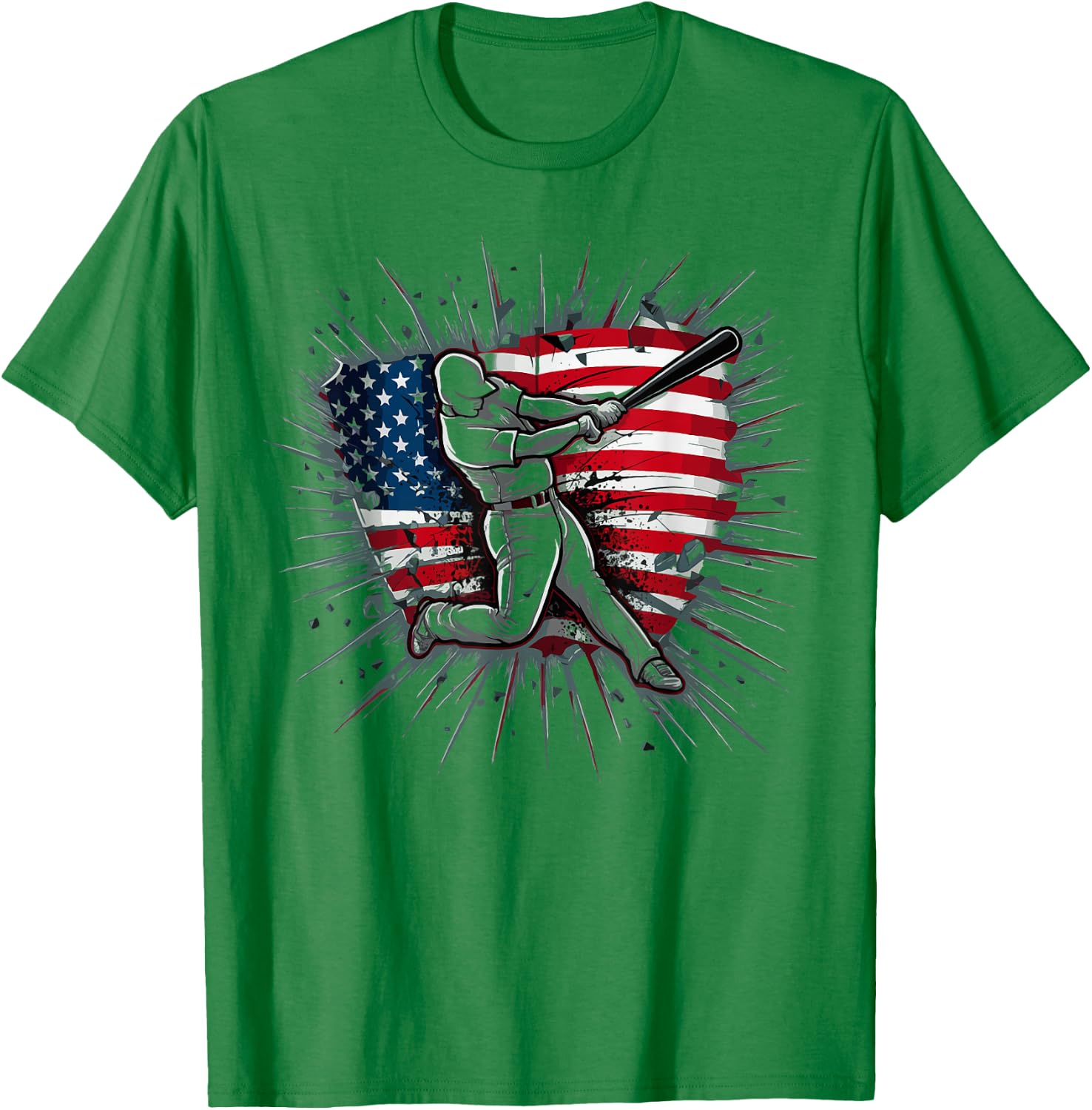 Patriotic Baseball 4th of July US American Flag Boys Vintage T-Shirt - T-Shirt | Irish Green