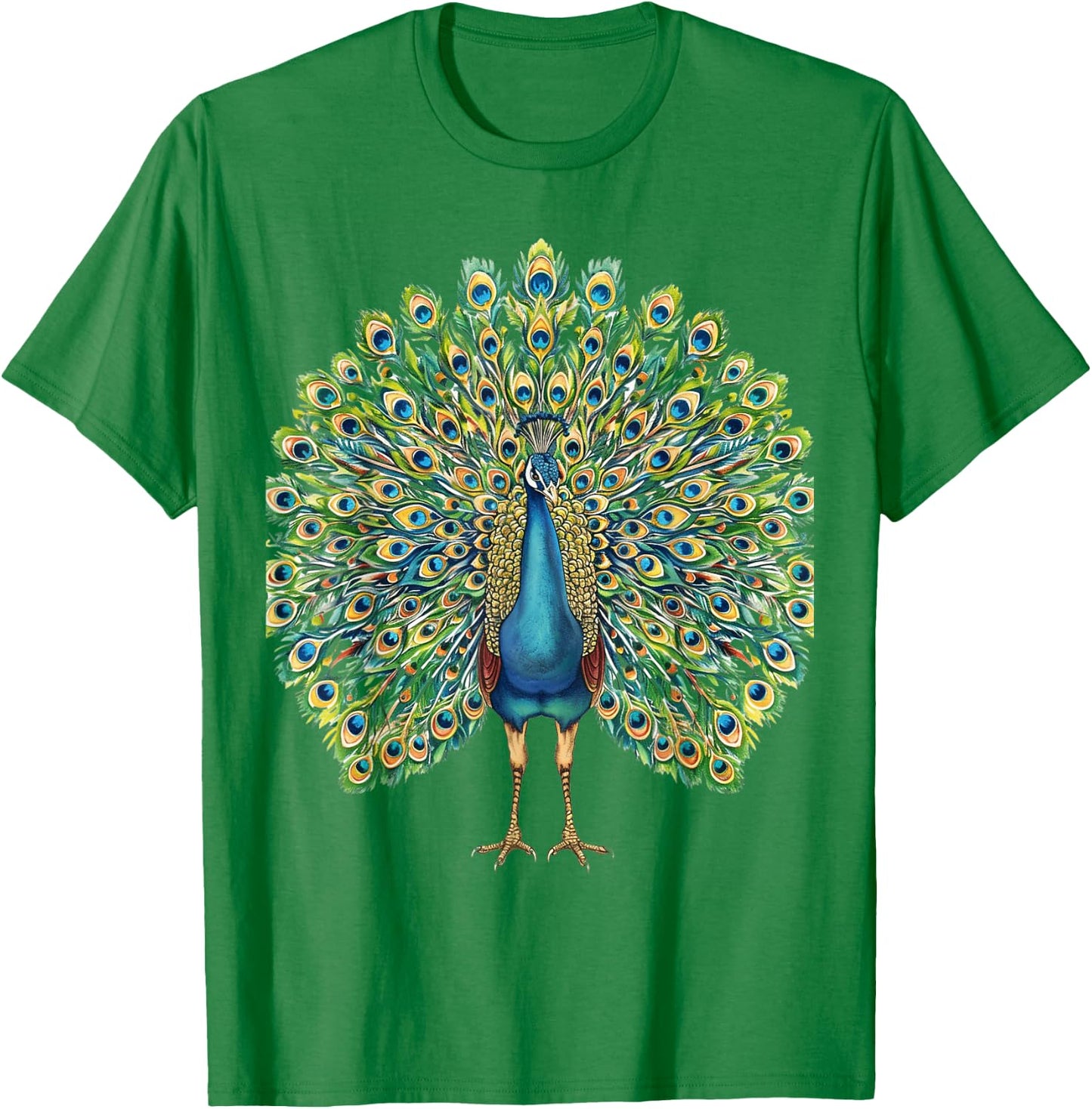 Detailed Peacock Art Nature Lovers T-Shirt - T-Shirt | Irish Green