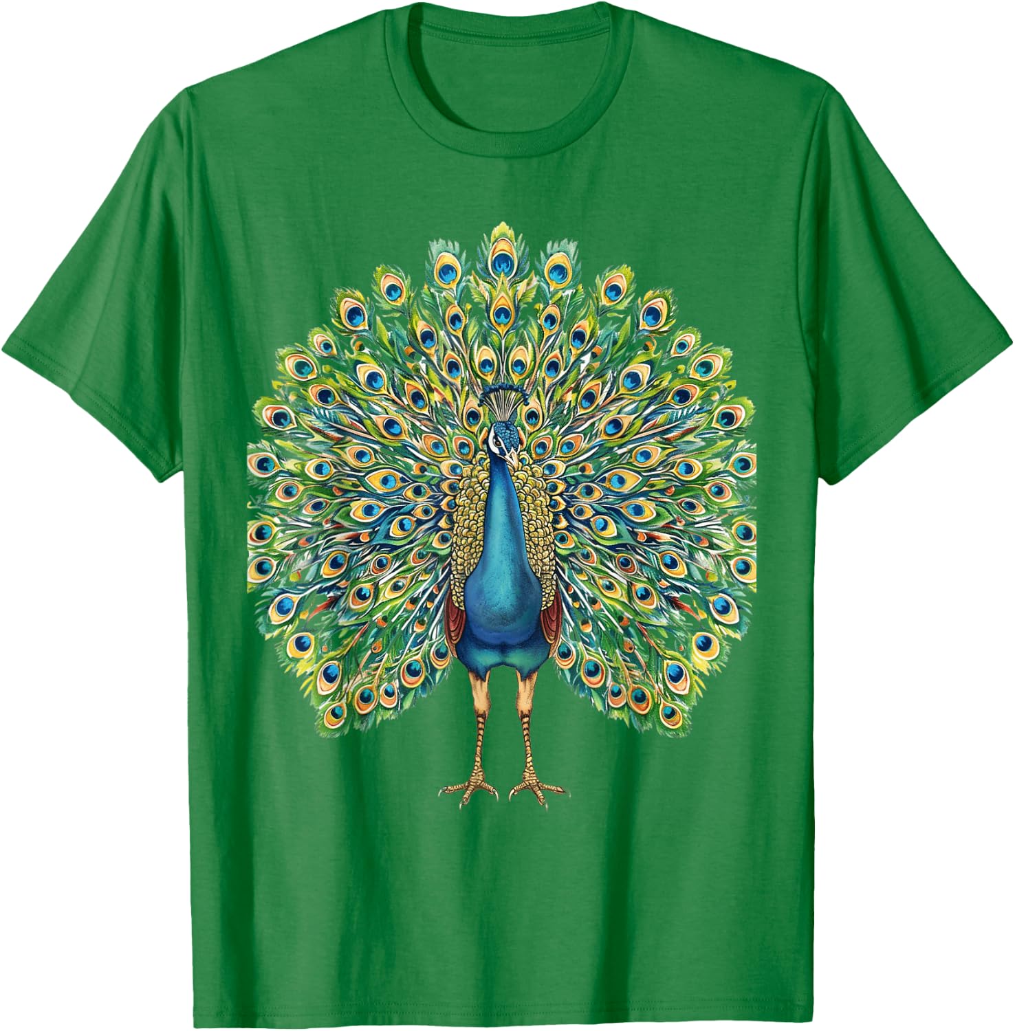 Detailed Peacock Art Nature Lovers T-Shirt - T-Shirt | Irish Green