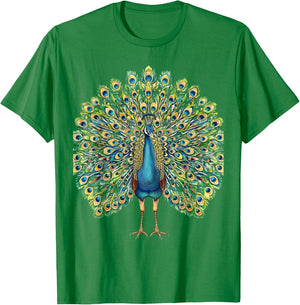 Detailed Peacock Art Nature Lovers T-Shirt - T-Shirt | Irish Green