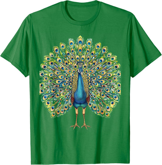Detailed Peacock Art Nature Lovers T-Shirt - T-Shirt | Irish Green