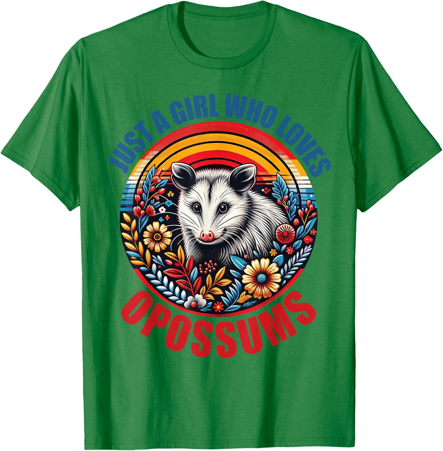 Girls Opossums-Shirt Kids Teen Just A Girl Who Loves Possum T-Shirt - T-Shirt | Irish Green