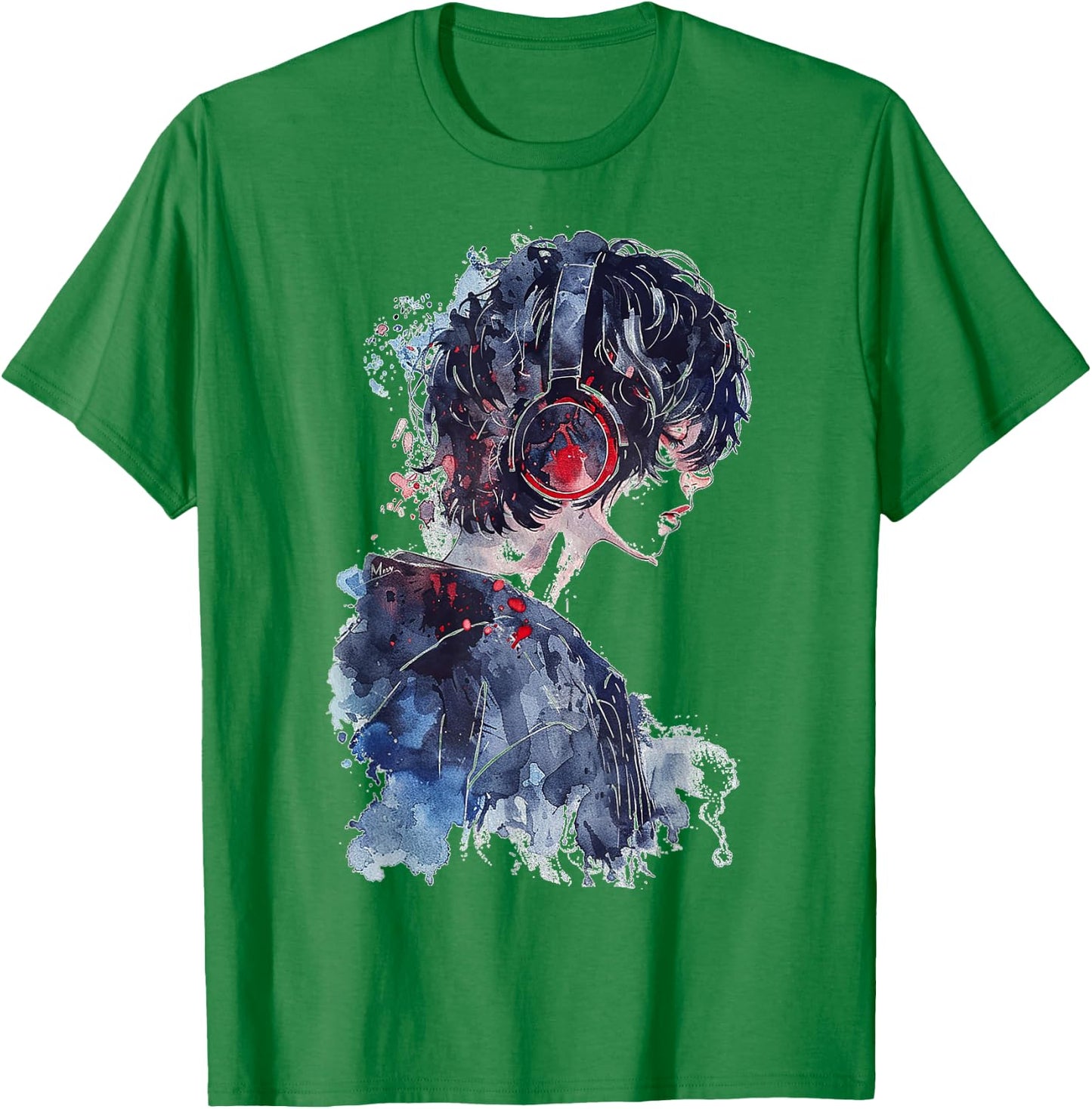 Anime Manga Motif Headphone Artwork Anime T-Shirt - T-Shirt | Irish Green