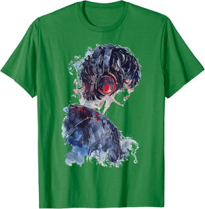 Anime Manga Motif Headphone Artwork Anime T-Shirt - T-Shirt | Irish Green
