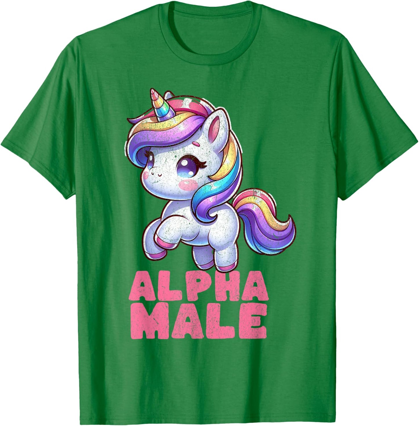 Alpha cute male Unicorn Funny Sarcastic Ironic Weird Y2K T-Shirt - T-Shirt | Irish Green