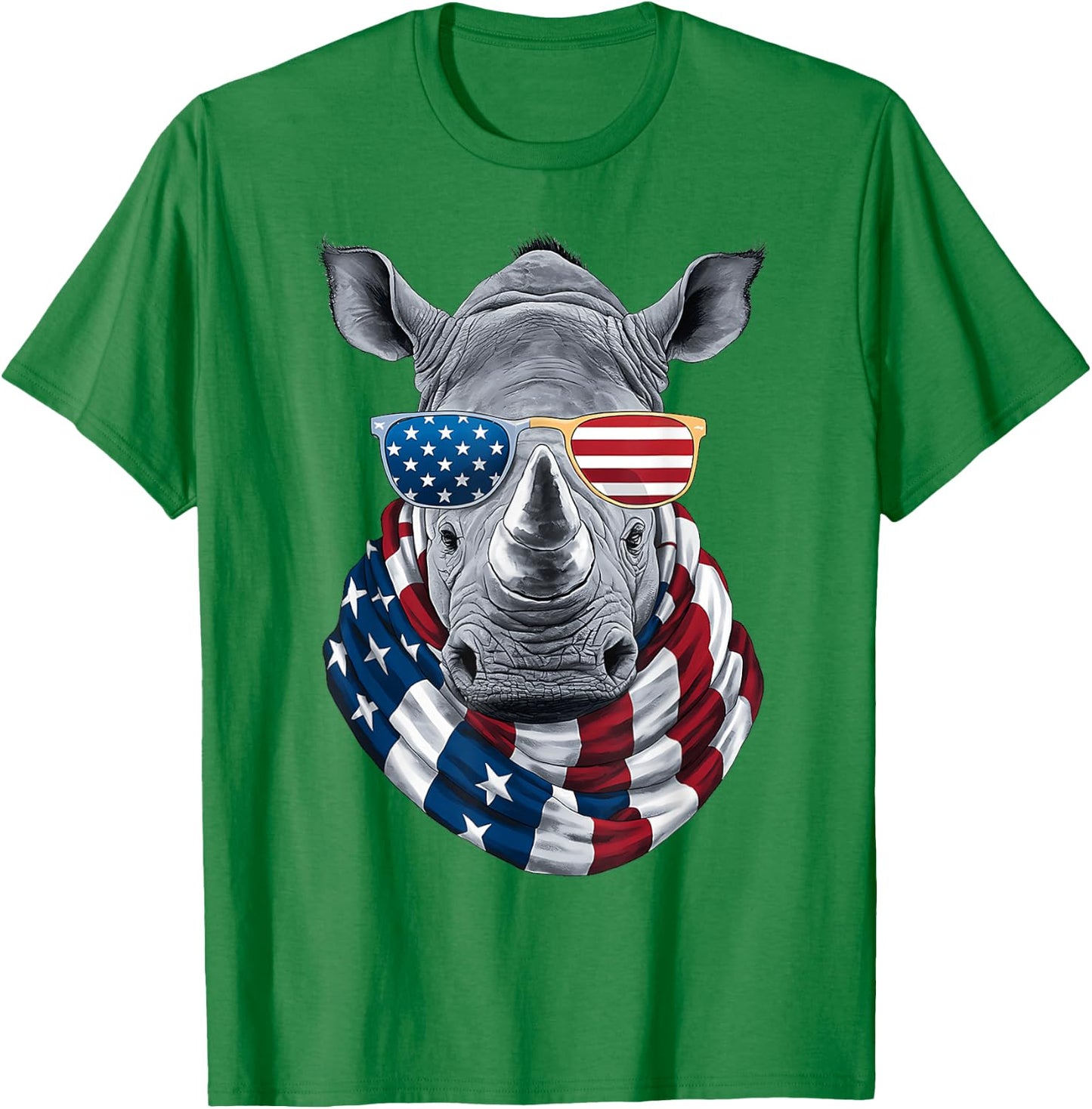 Patriotic Rhino USA American Flag Sunglasses 4th Of July T-Shirt - T-Shirt | Irish Green