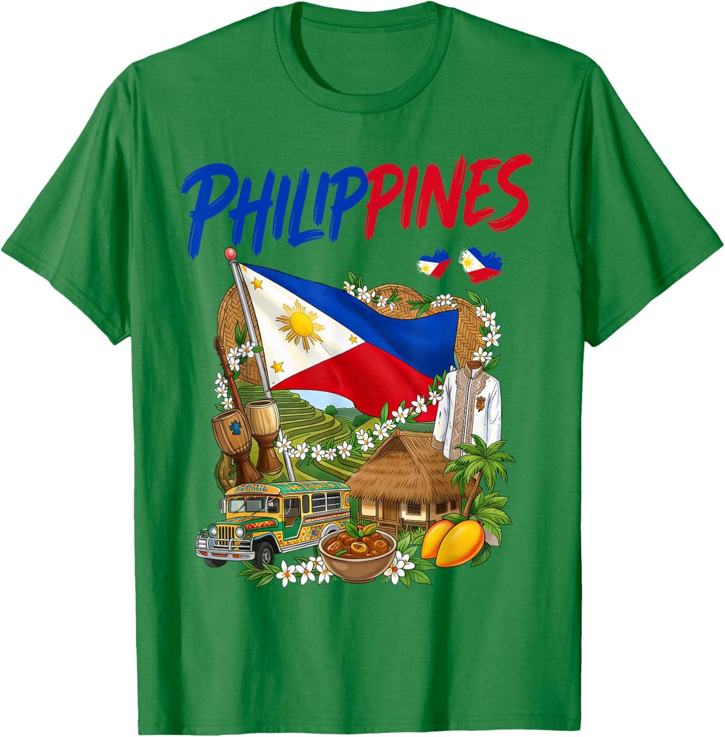 Philippines Heritage Idea for Kids Filipino Flag Themed T-Shirt - T-Shirt | Irish Green