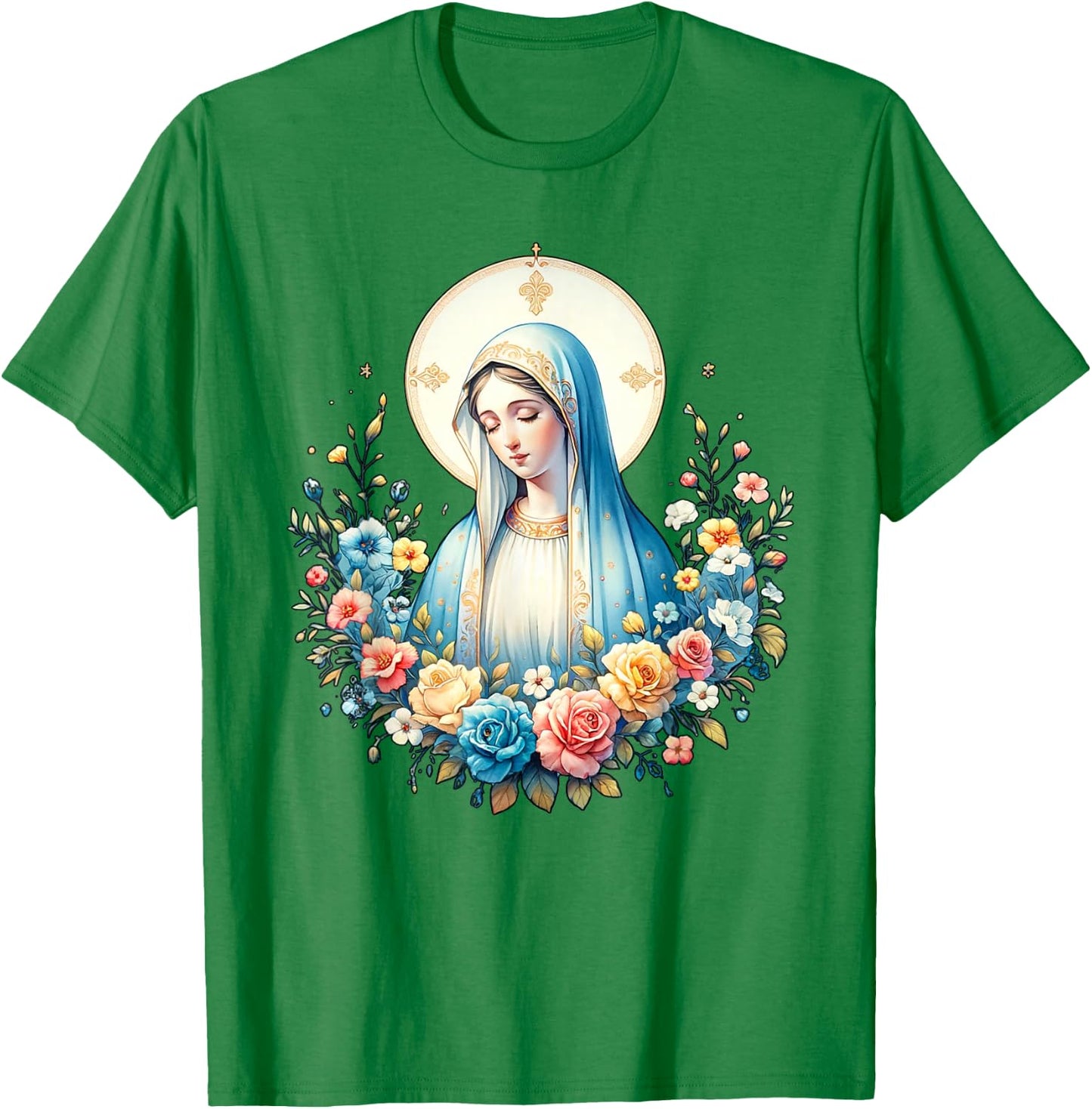 Our Lady of Lourdes Powerful Symbol Saint Mary Mother Mary T-Shirt - T-Shirt | Irish Green
