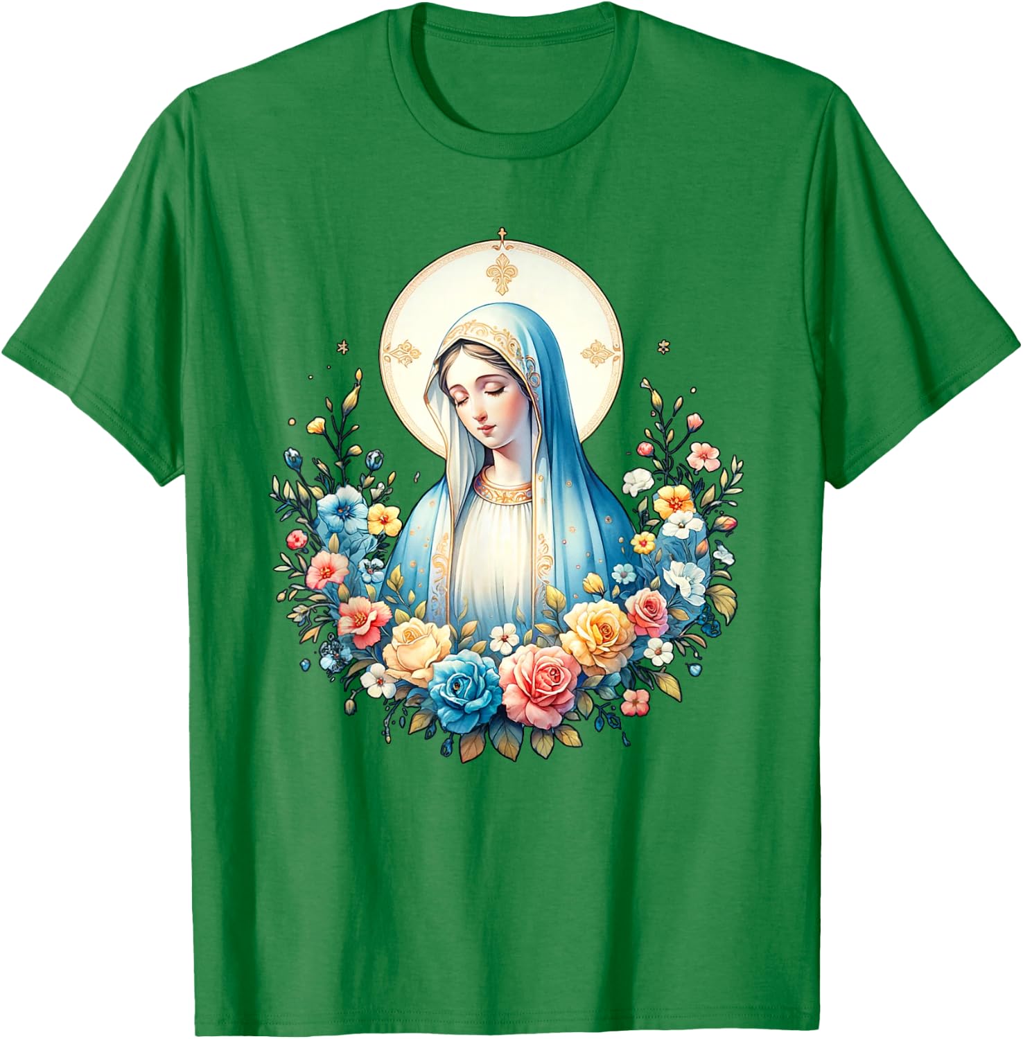 Our Lady of Lourdes Powerful Symbol Saint Mary Mother Mary T-Shirt - T-Shirt | Irish Green