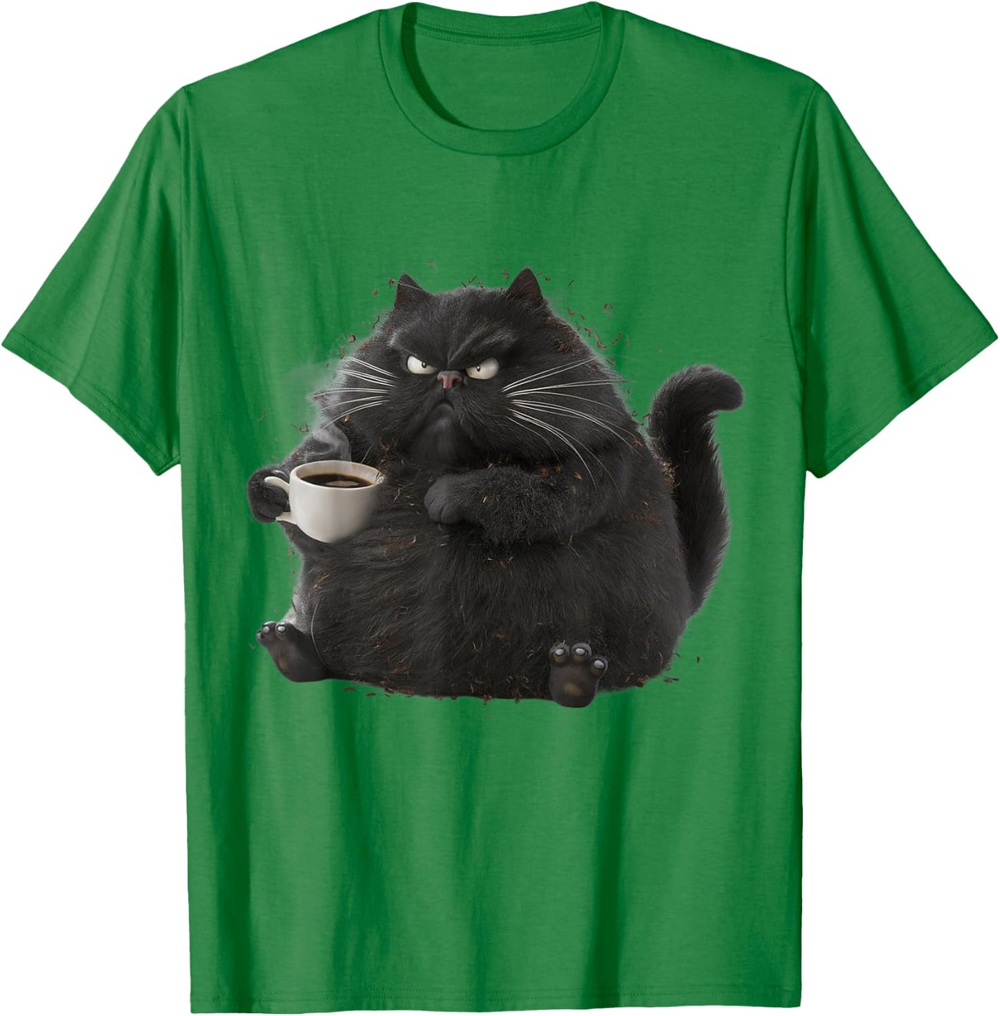Cute Black Cat Coffee Angry Funny Drinking cat Coffee Men Women Girls Kids T-Shirt - T-Shirt | Irish Green
