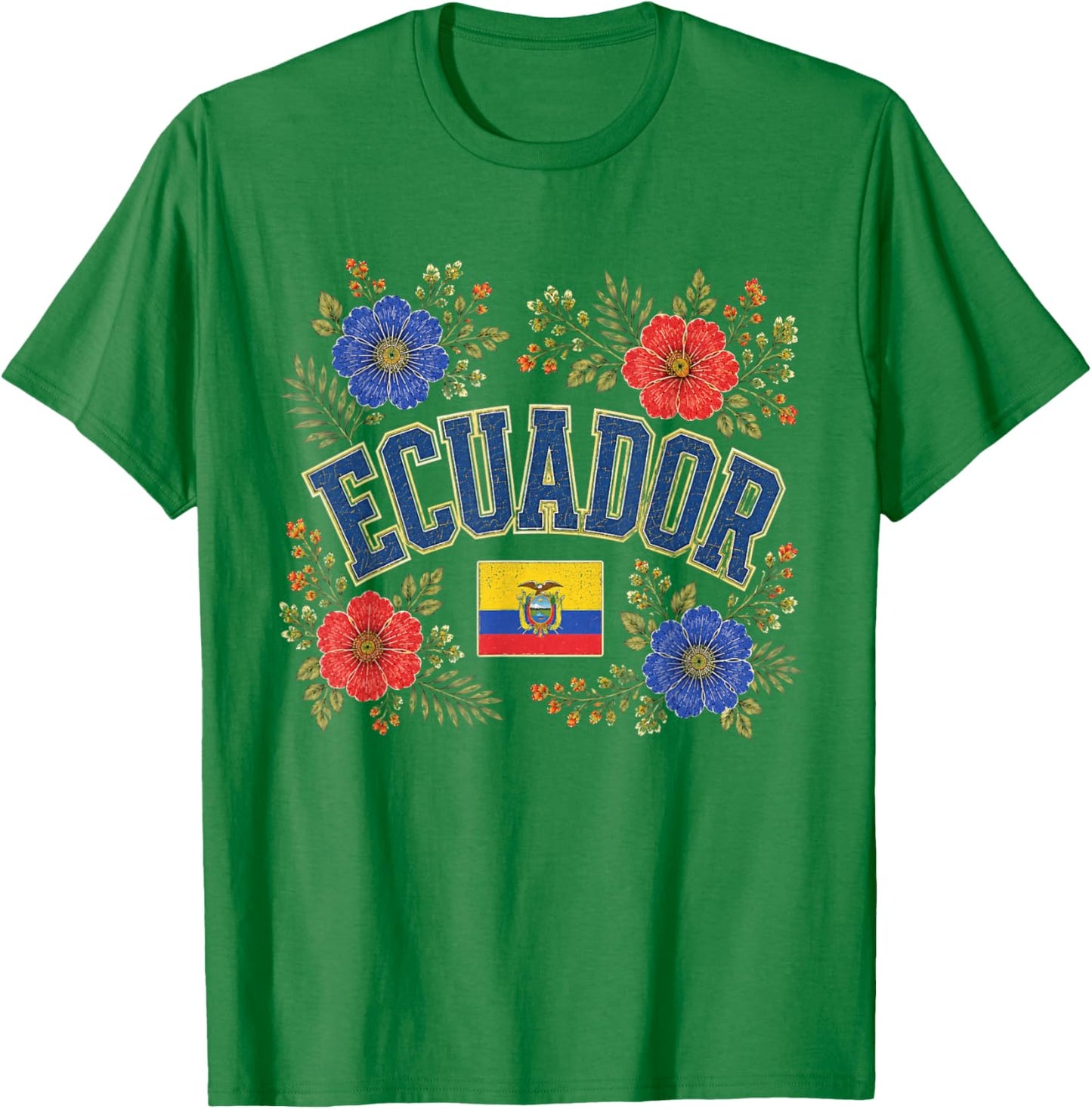 Ecuador Floral Vintage Country Pride T-Shirt - T-Shirt | Irish Green