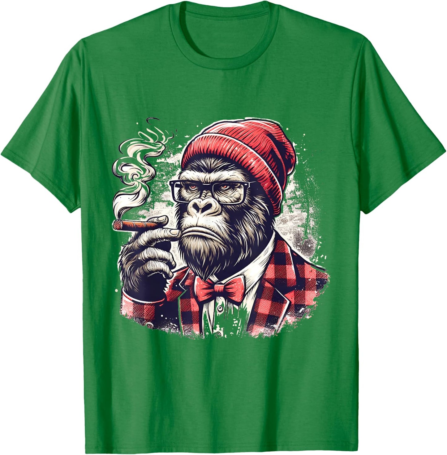 Cigar Smoking Gorilla Hipster Ape Monkey For Cigar Smokers T-Shirt - T-Shirt | Irish Green
