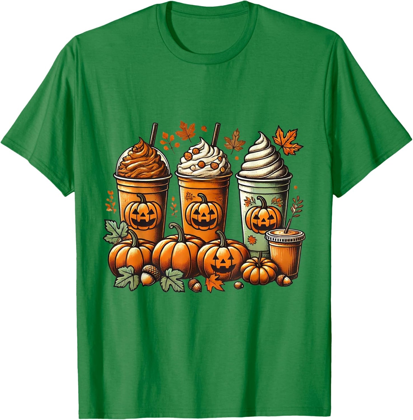 Pumpkin Spice Latte and Fall Coffee Perfect for Thanksgiving T-Shirt - T-Shirt | Irish Green