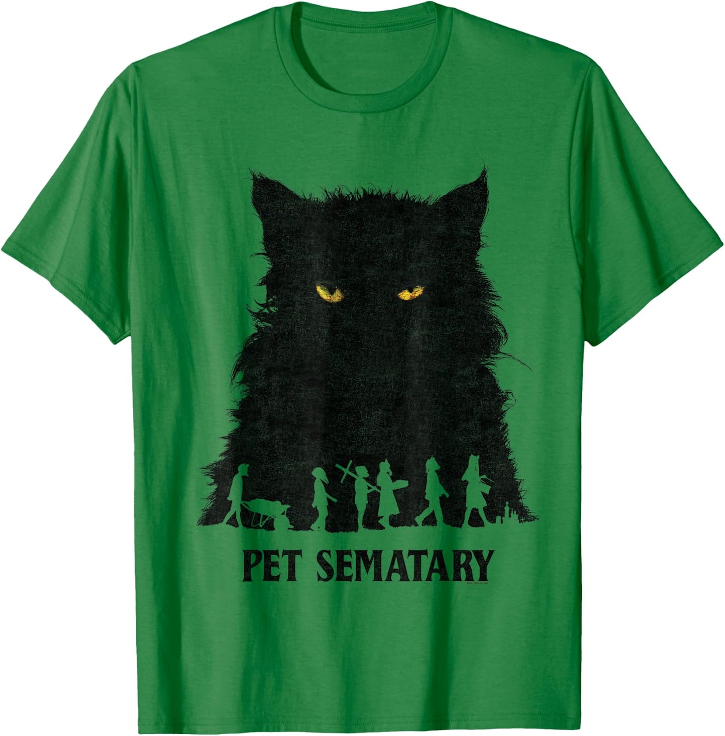 Pet Sematary Halloween Silhouettes Cat Yellow Glowing Eyes T-Shirt - T-Shirt | Irish Green