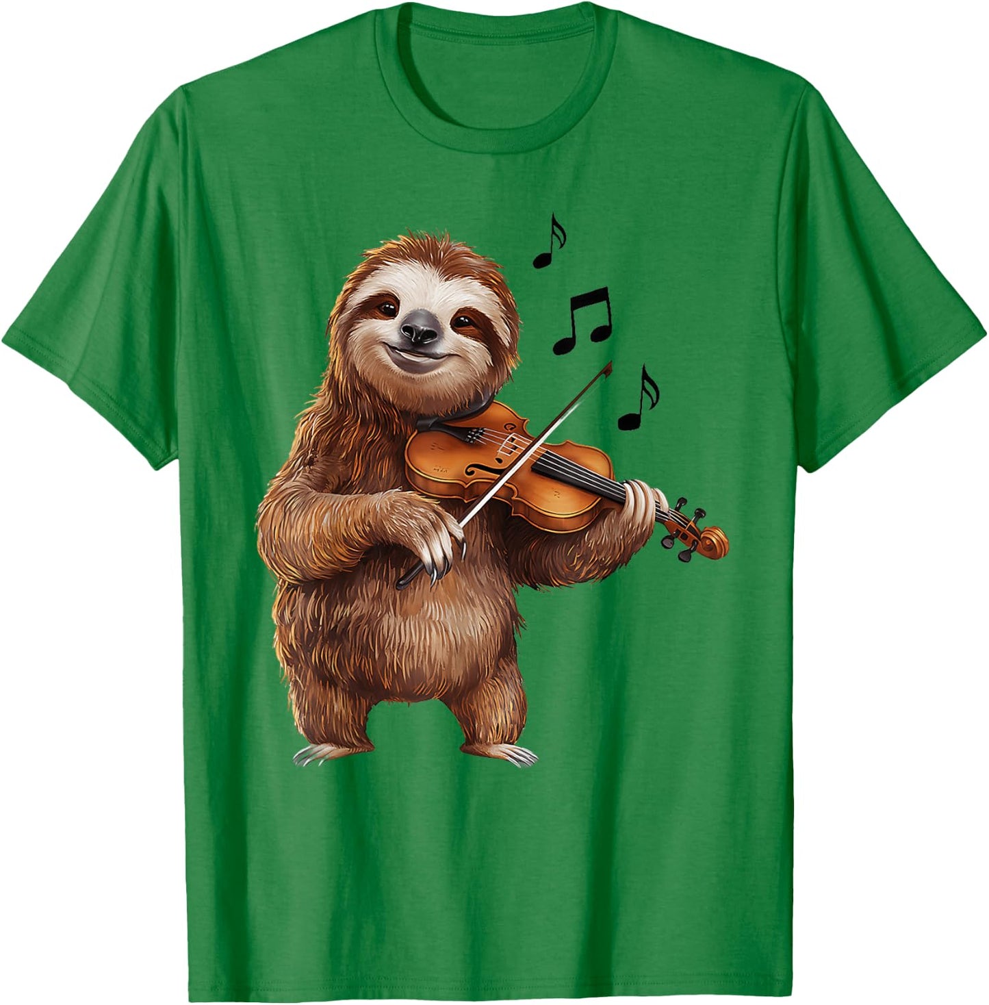 Funny Musician Violinist Cute Sloth Playing Violin T-Shirt - T-Shirt | Irish Green