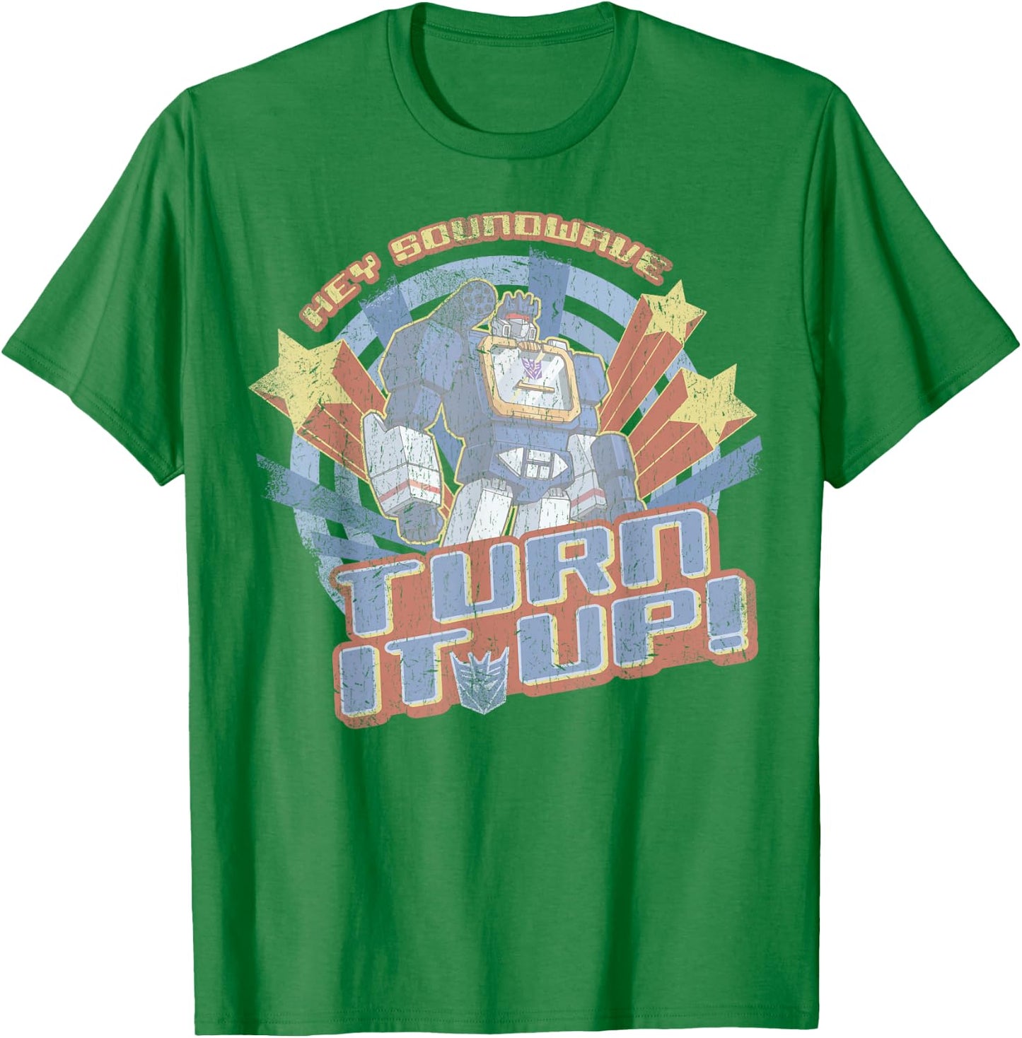 Transformers Hey Soundwave Turn It Up Classic Retro Logo T-Shirt - T-Shirt | Irish Green