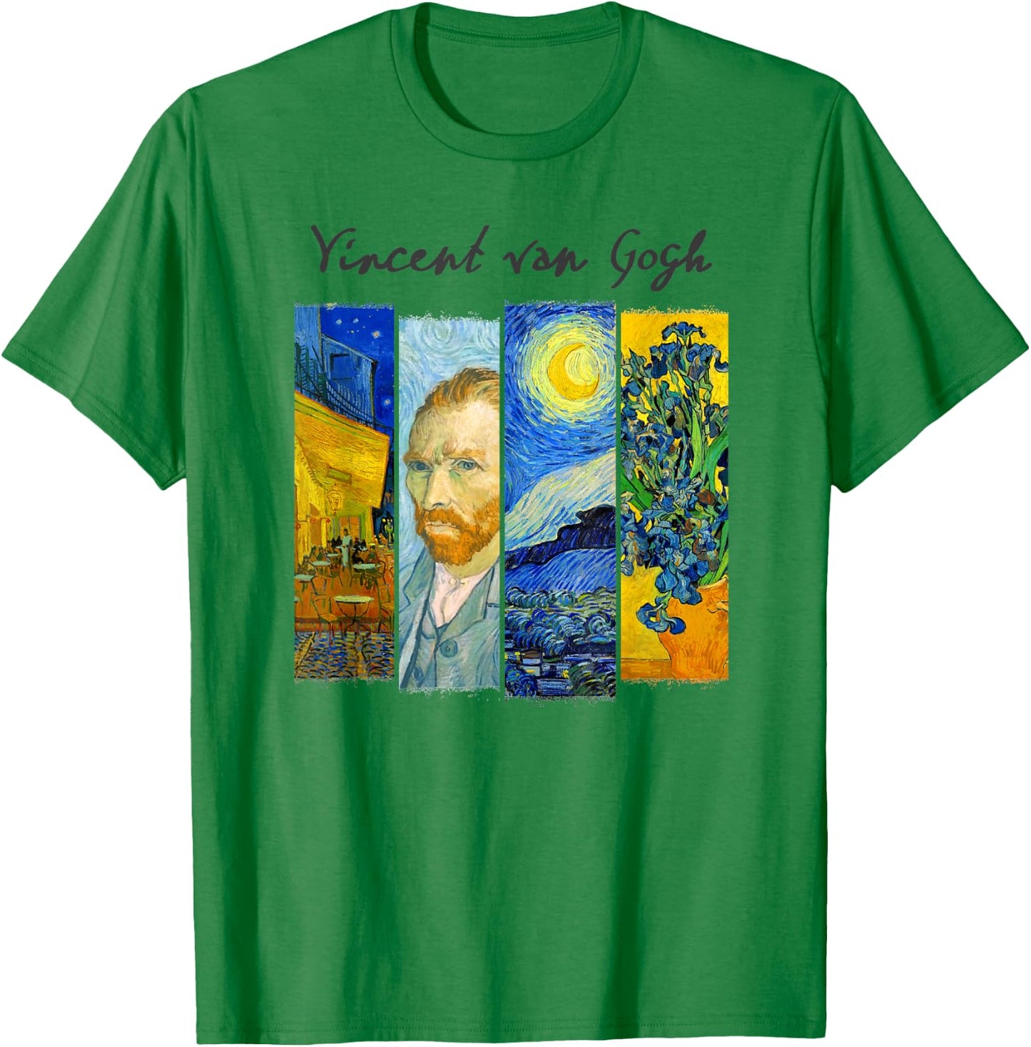 Famous Van Gogh Paintings Art Starry Night Flowers Portrait T-Shirt - T-Shirt | Irish Green