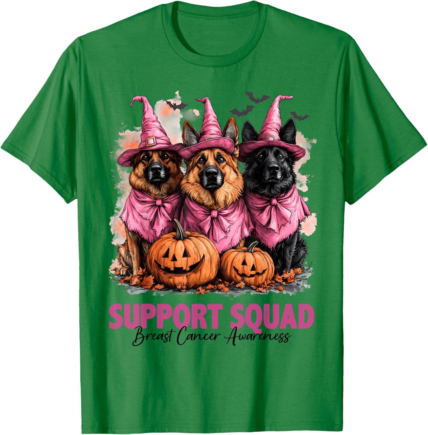 In October We Wear Pink German Shepherd Breast Cancer Gifts T-Shirt - T-Shirt | Irish Green