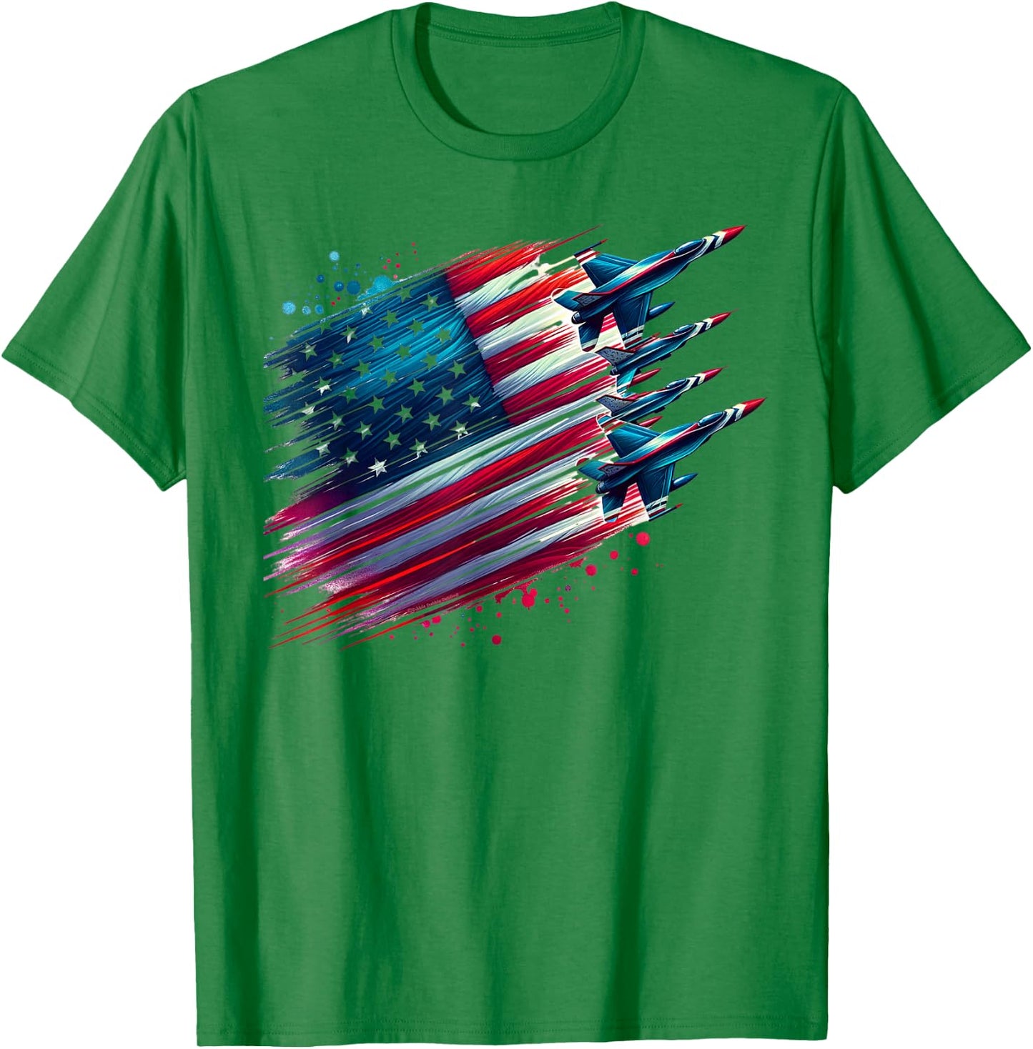 Flying Jets American Flag USA Patriotic 4th of July T-Shirt - T-Shirt | Irish Green