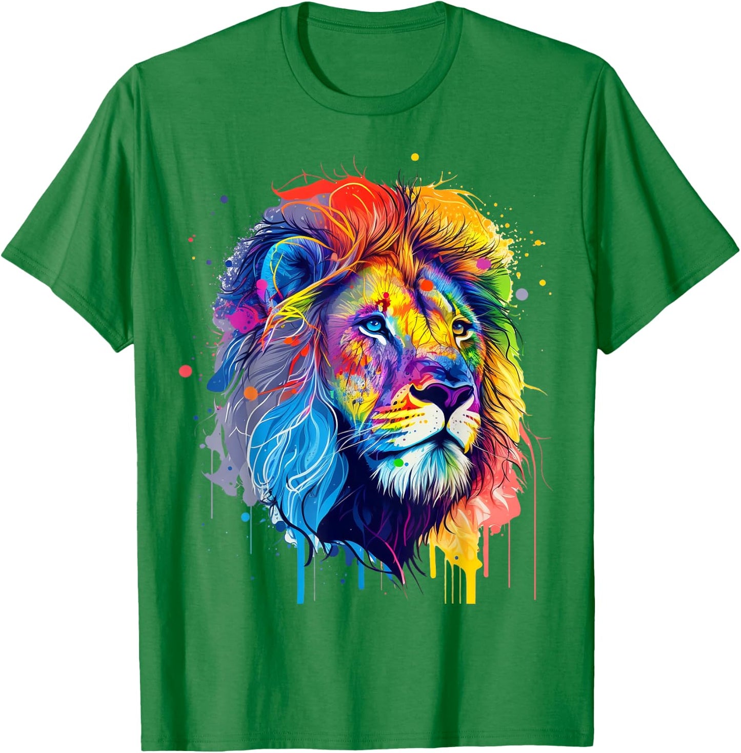 Artistic Colorful Pop Art painted Lion T-Shirt - T-Shirt | Irish Green