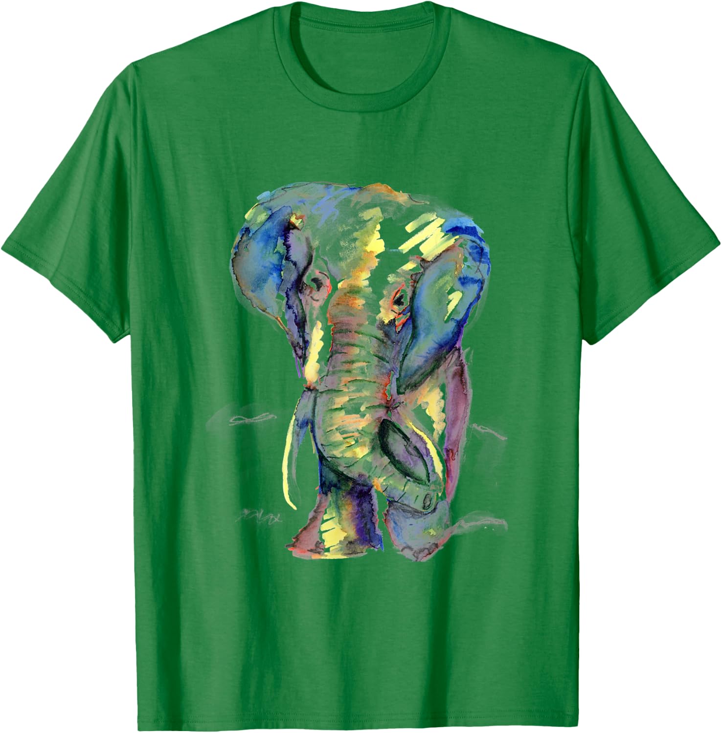 Elephant Lover Animal White Colorful Painting Gift T-Shirt - T-Shirt | Irish Green