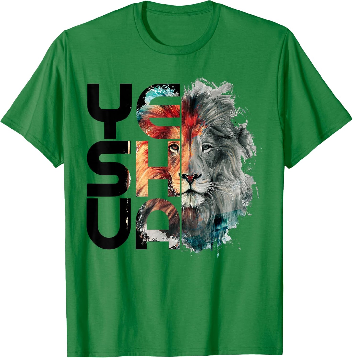 Lion And Yeshua Christian T-Shirt - T-Shirt | Irish Green